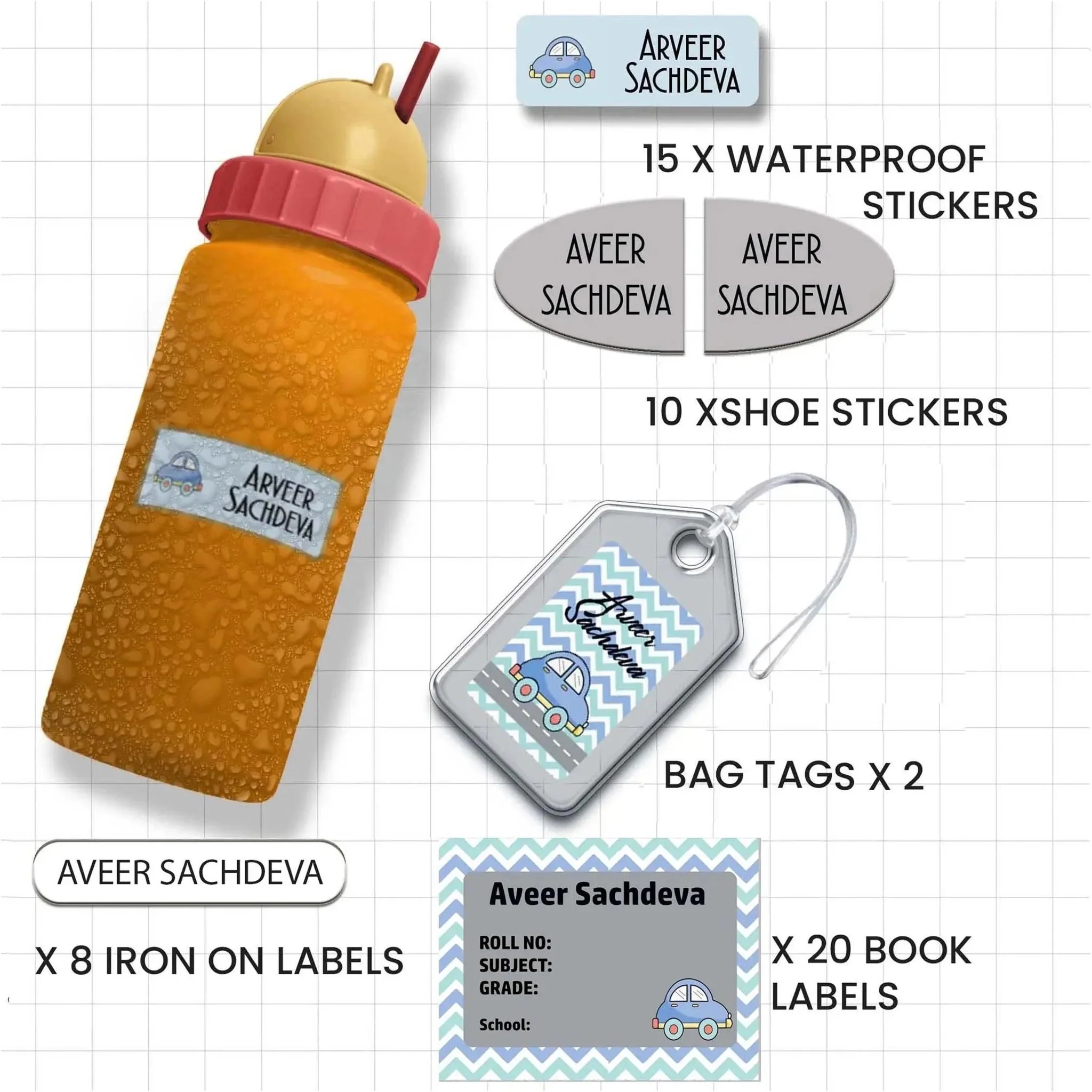 All You Need Labels Pack - Set of 55 labels- CARS & WHEELS THEME - Image 4