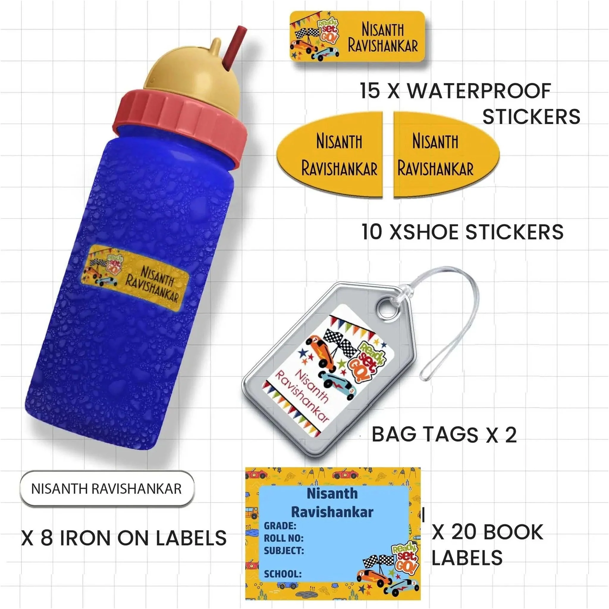 All You Need Labels Pack - Set of 55 labels- CARS & WHEELS THEME - Image 5
