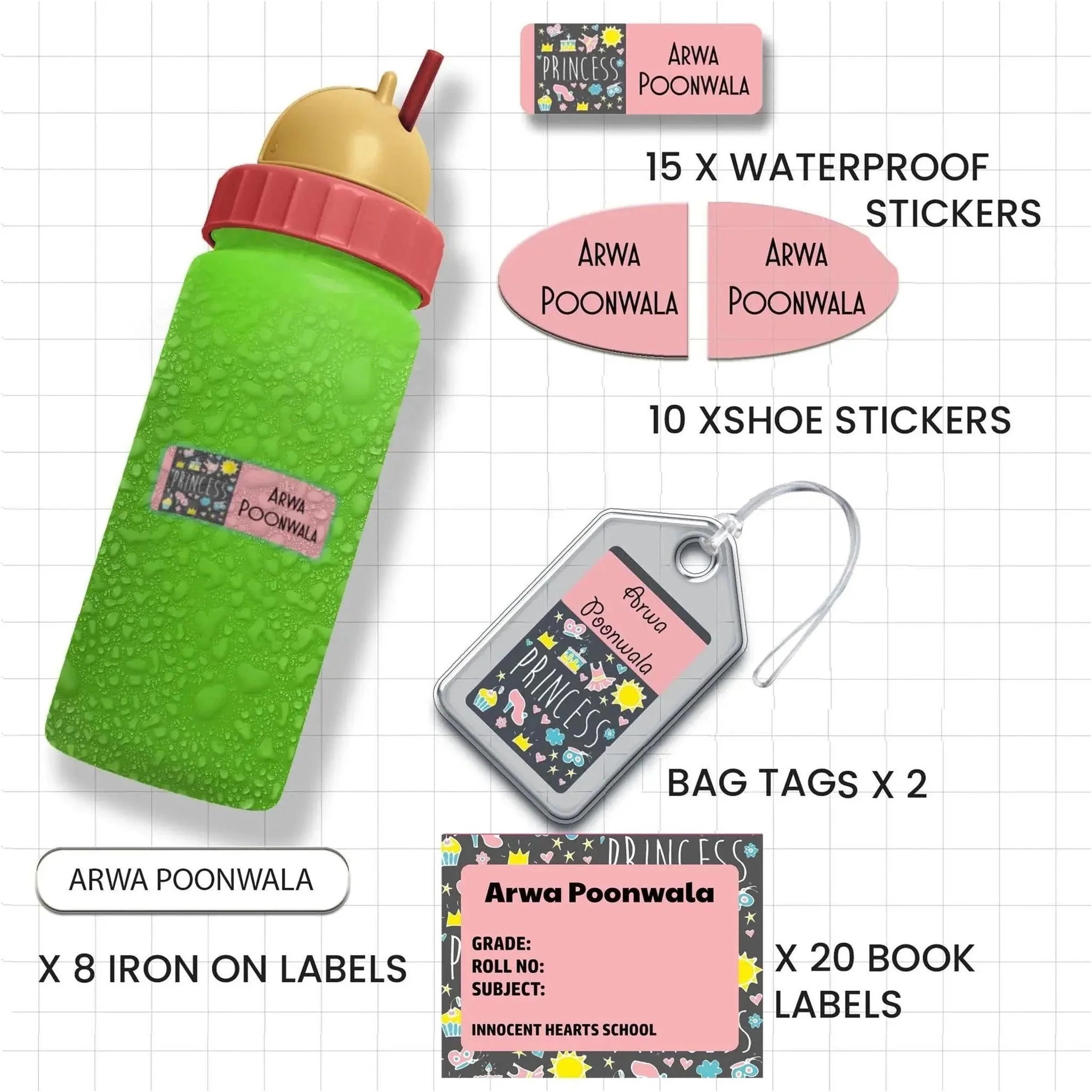 All You Need Pack - Set of 55 labels - GIRLS & PRINCESS THEME - Image 18