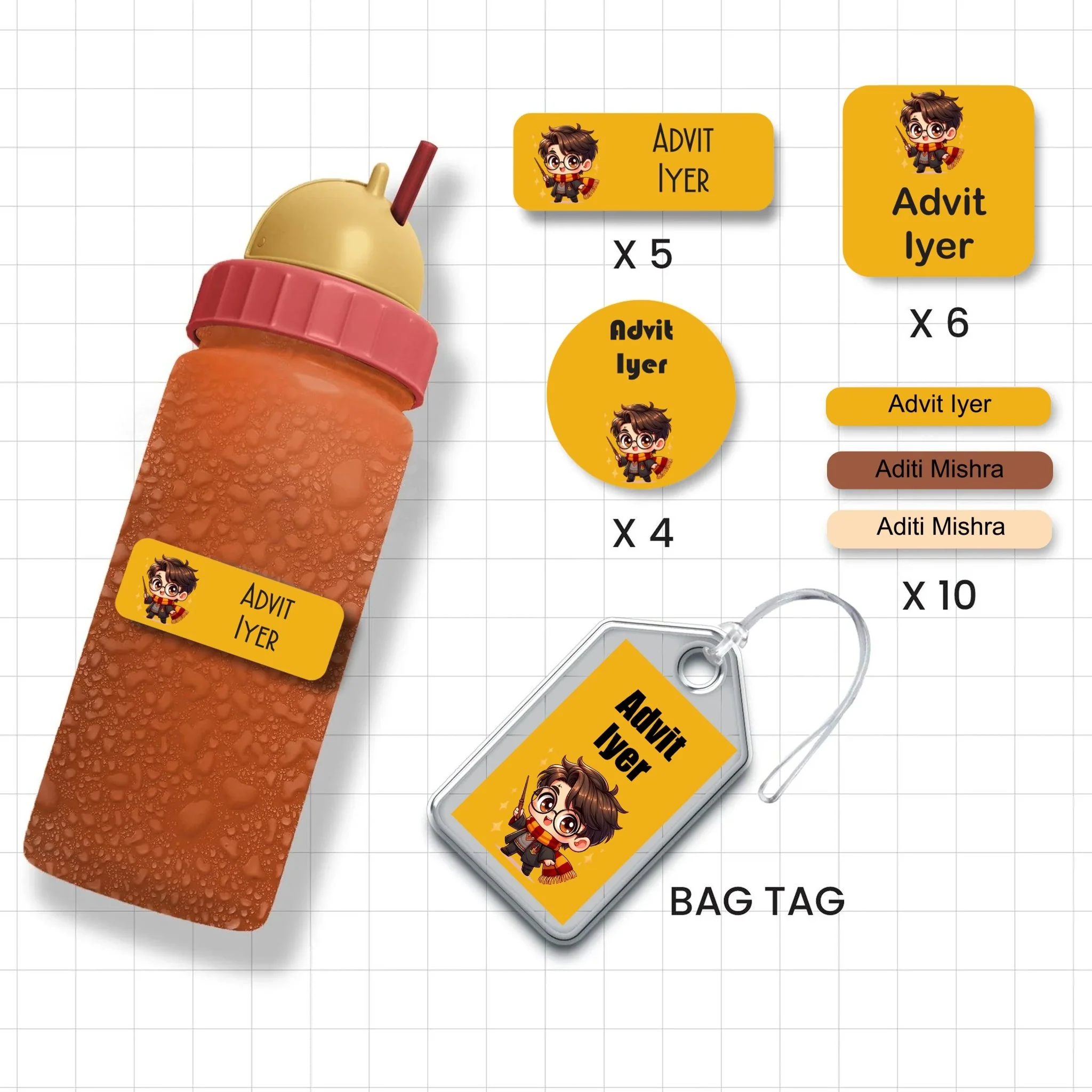 Assorted Shapes Waterproof Labels - Harry Potter Theme