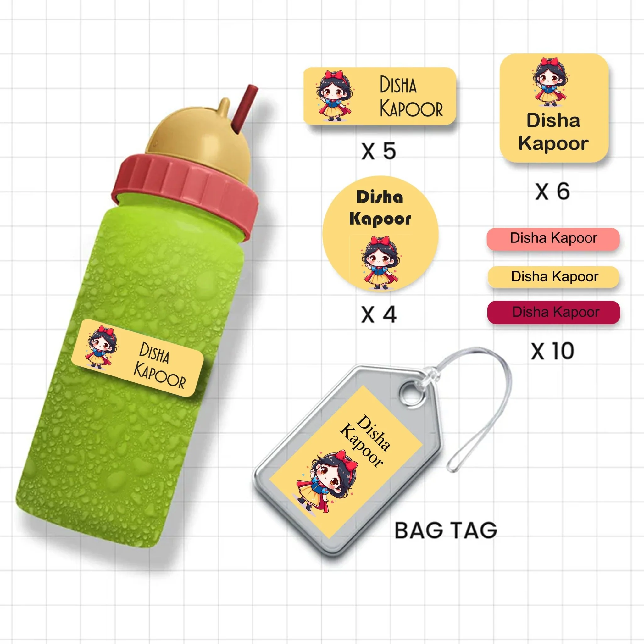 Assorted Shapes Waterproof Labels - Snow White Design