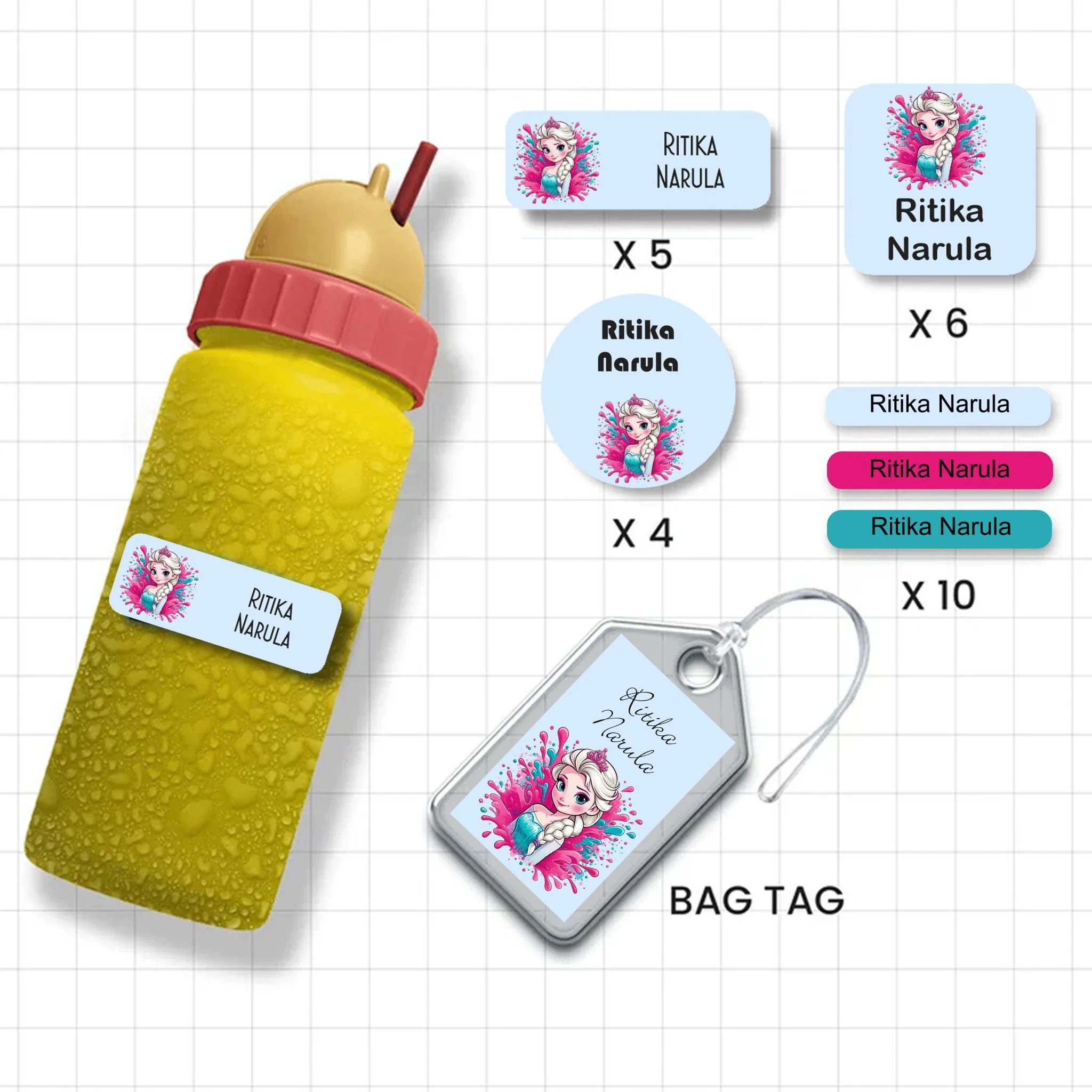 Assorted Shapes Waterproof Labels - Frozen Theme