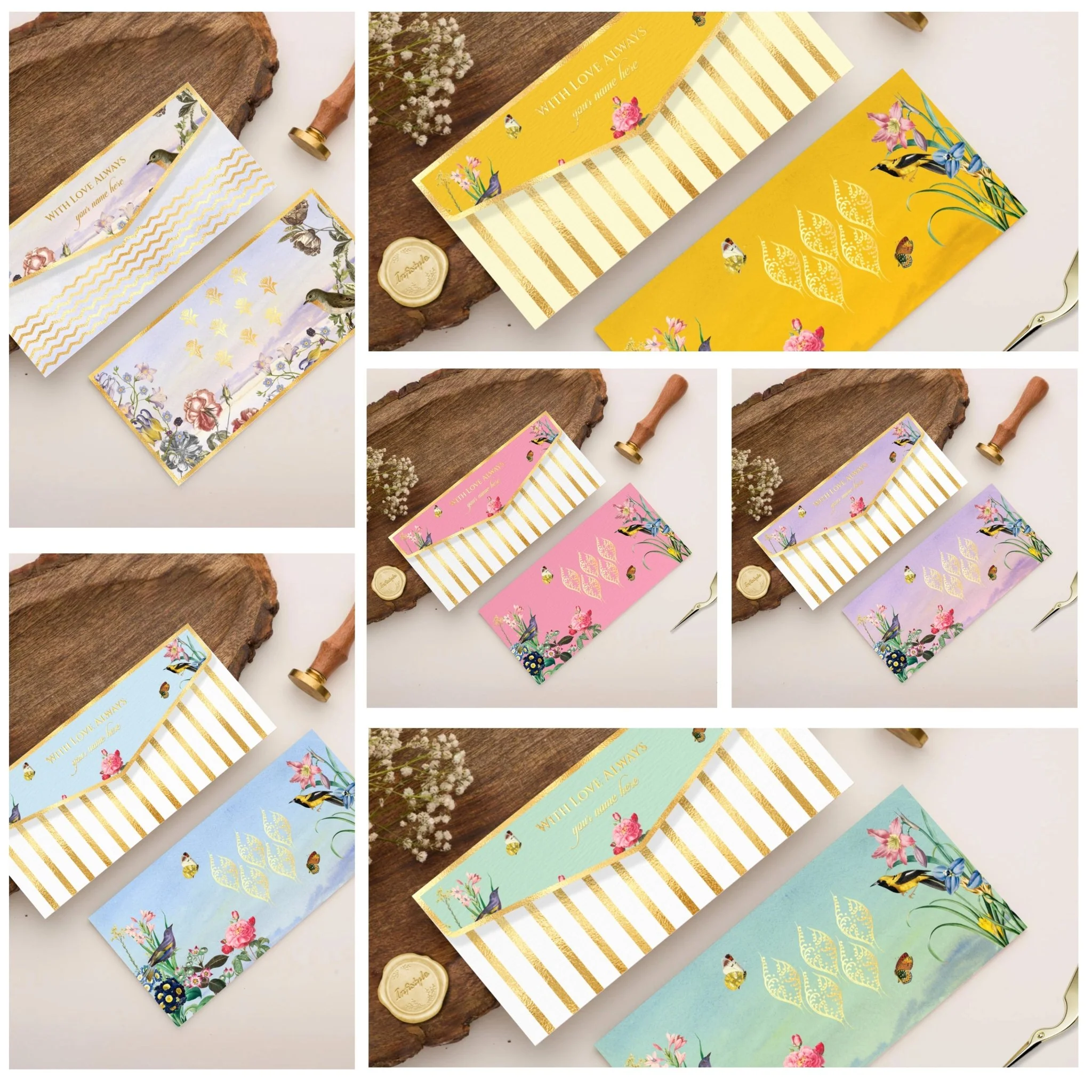 Assorted Wedding Luxe Envelope Set- Birdsong Blossoms Design - Image 7