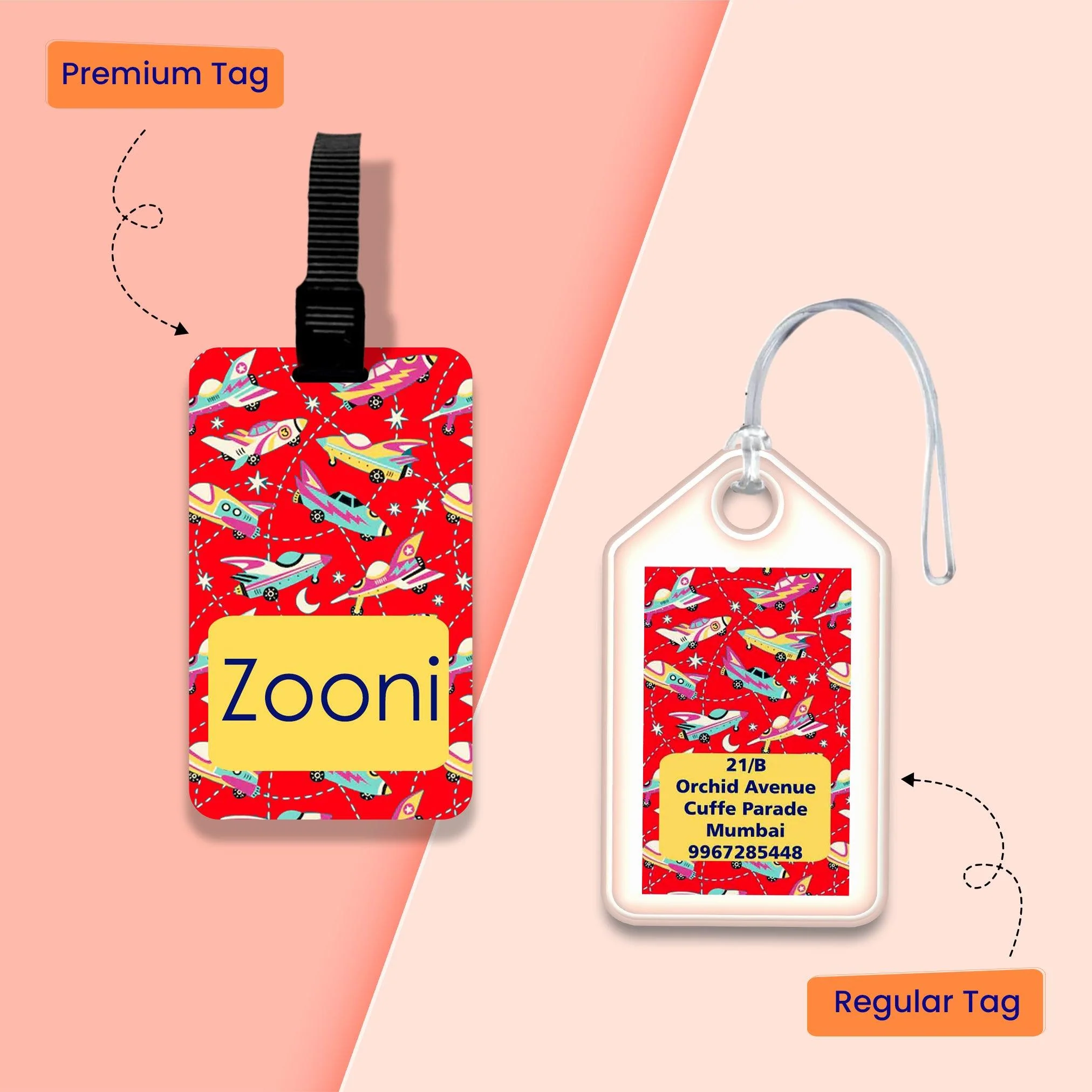 Personalized Bag Tags for Kids - Airplane Design