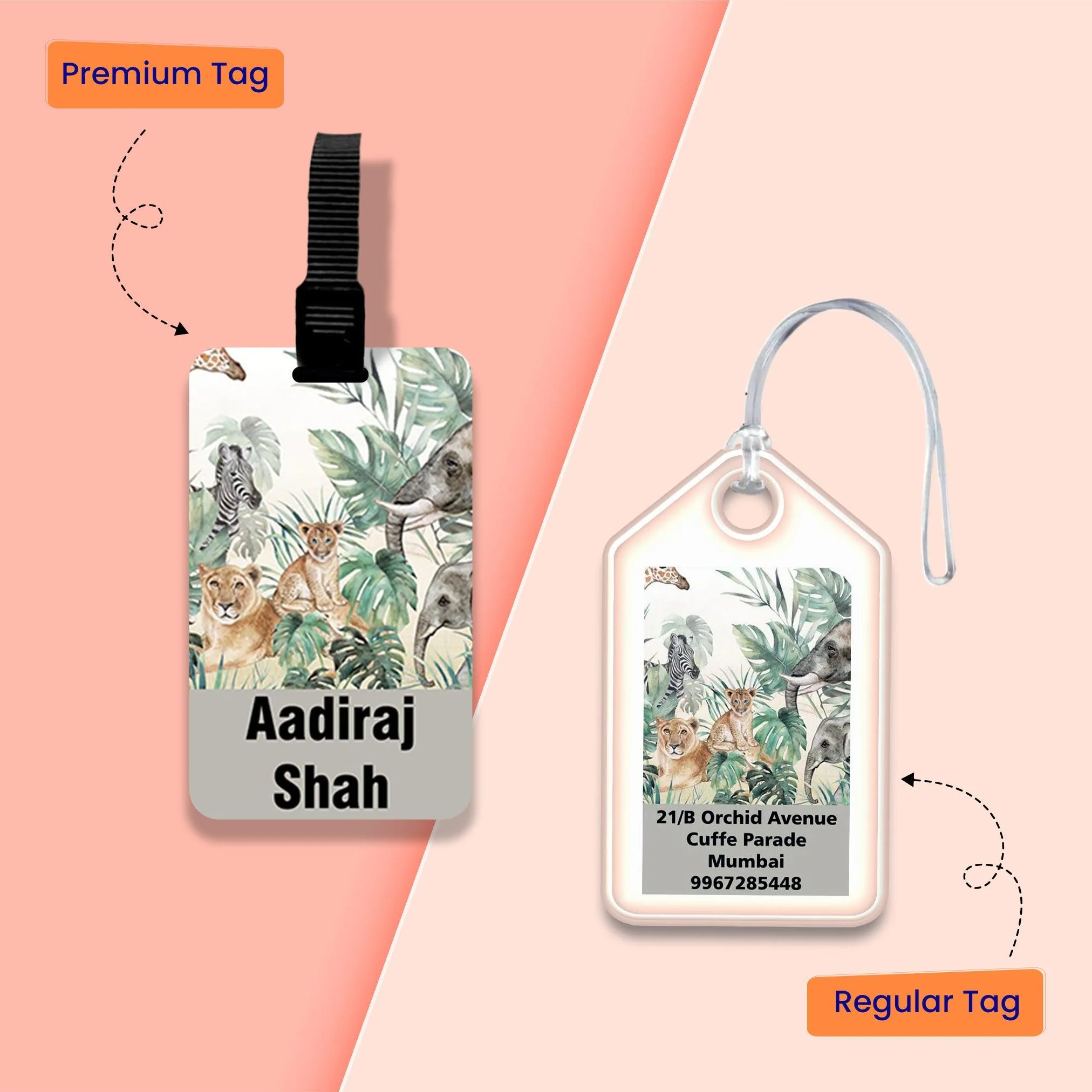 Personalized Bag Tags for Kids - Animals Design