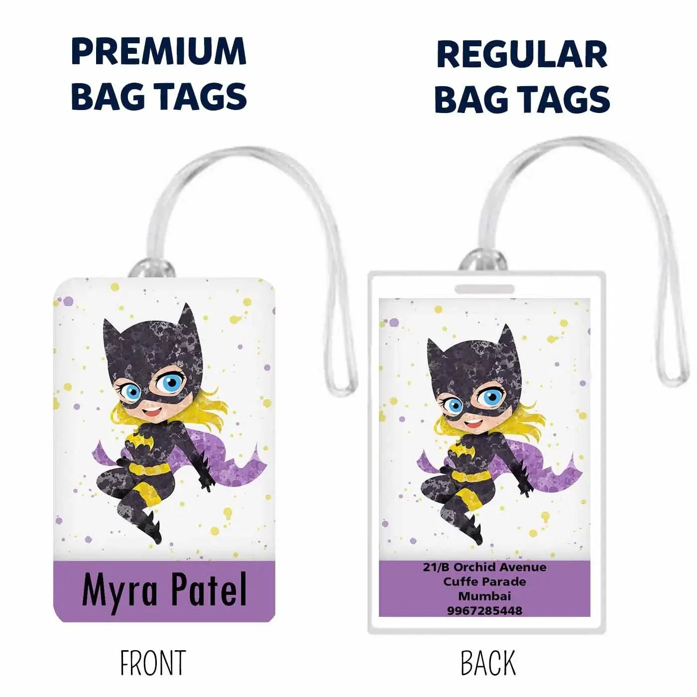 Custom Bag Tags - Bat Girl Design