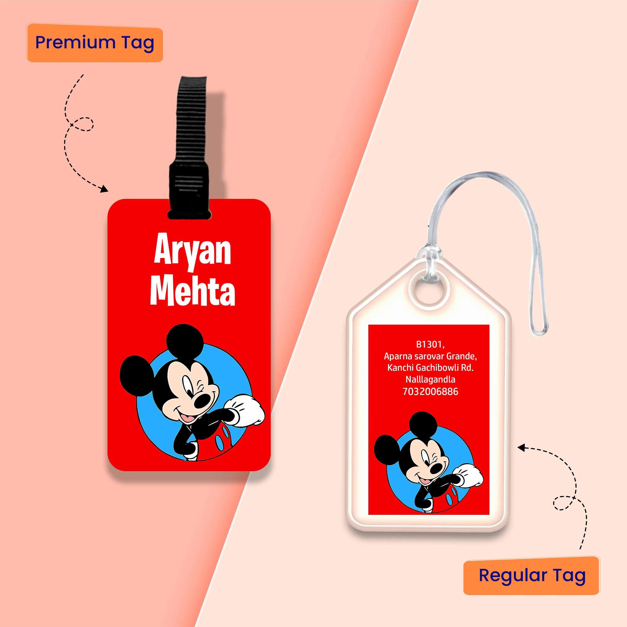 Personalized Bag Tags for Kids - Mickey Design