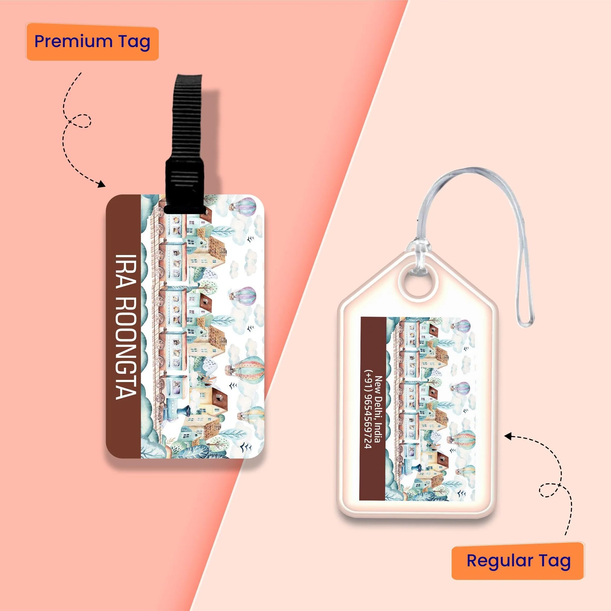 Personalized Bag Tags for Kids - Old Town Design