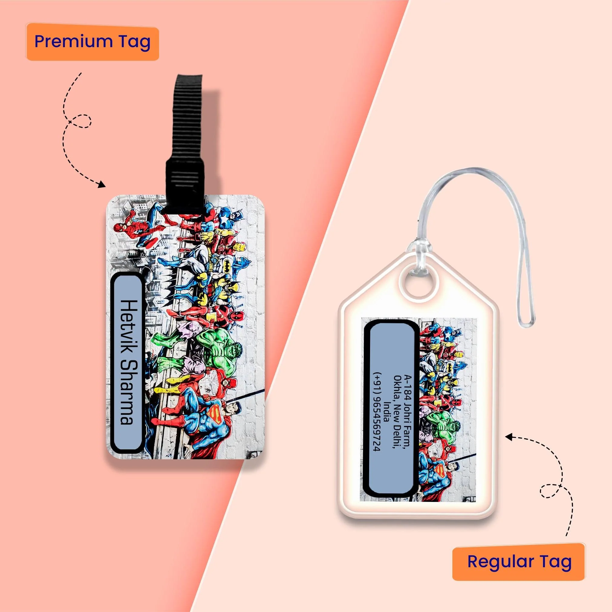 Personalized Bag Tags for Kids - Superhero Design