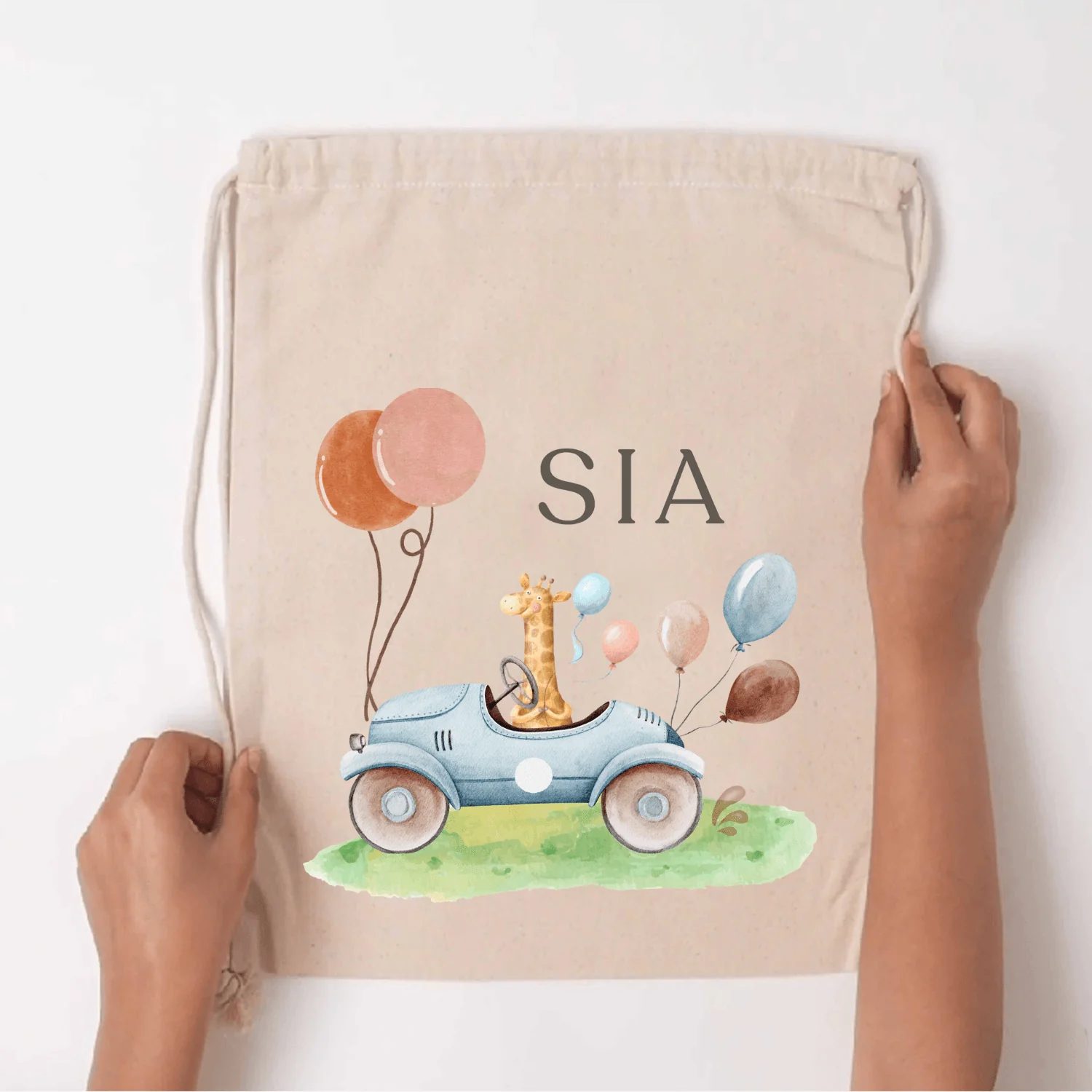 Custom Drawstring Bag - Giraffe Getaway - Image 2