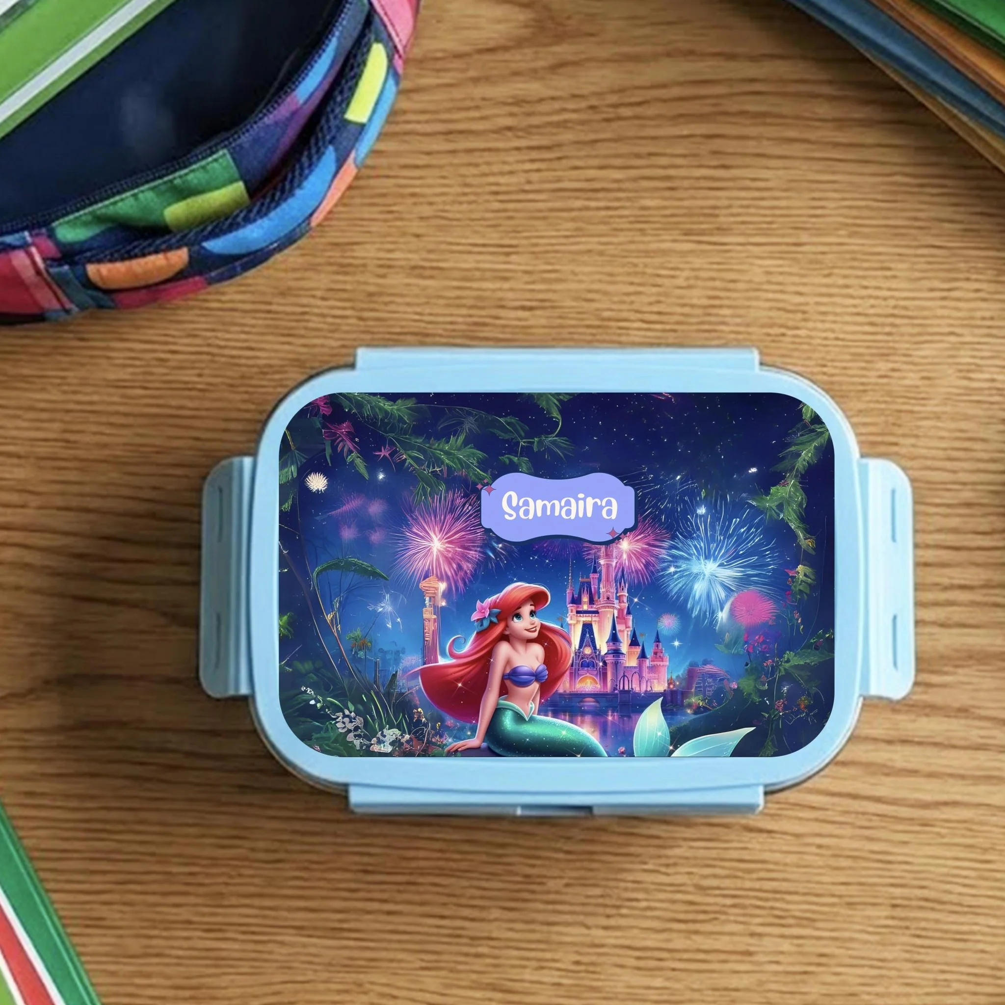 Custom Steel Snack Box & Lunch Box for Kids - Ariel Princess Design - Image 3