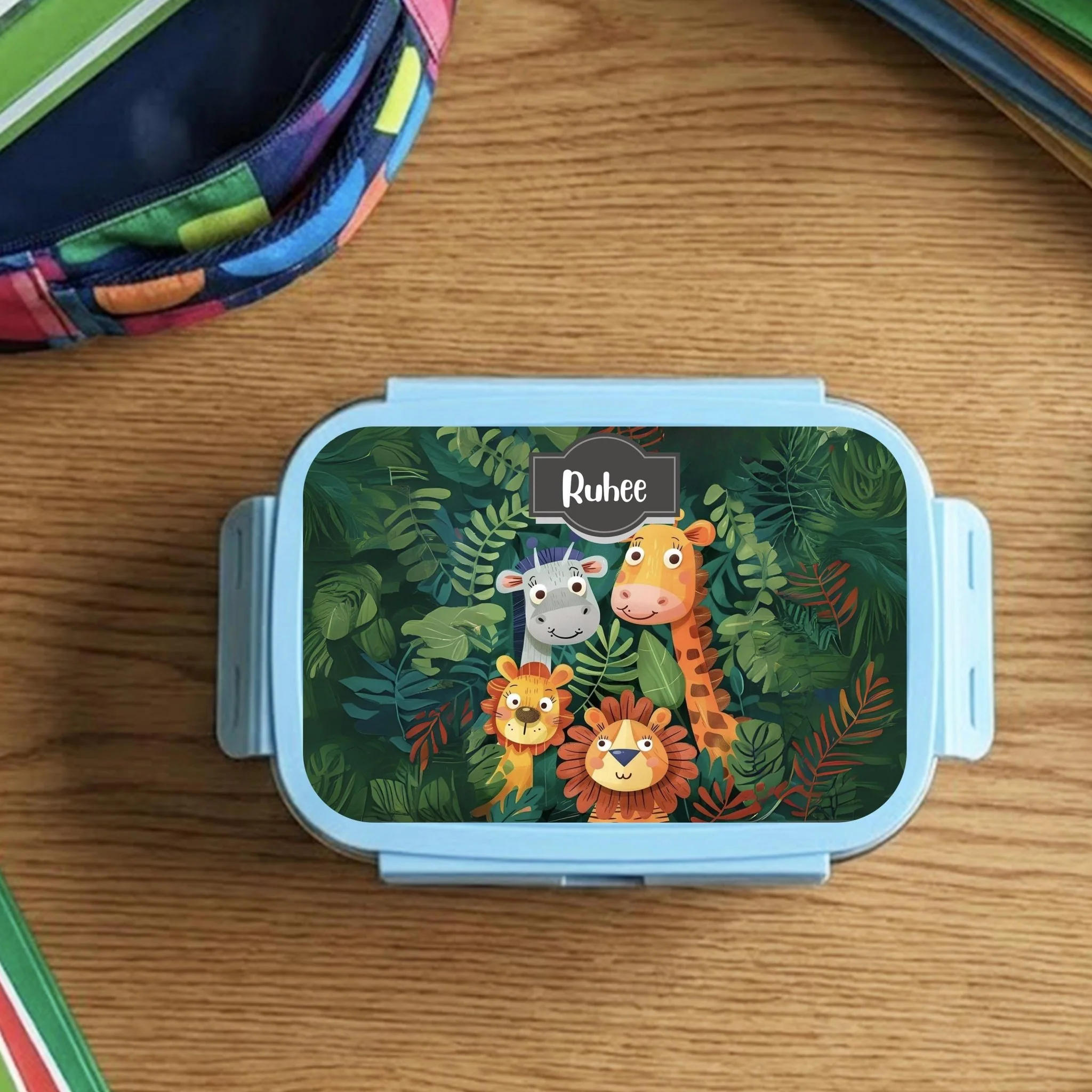 Custom Steel Snack Box & Lunch Box for Kids - Jungle Design - Image 2