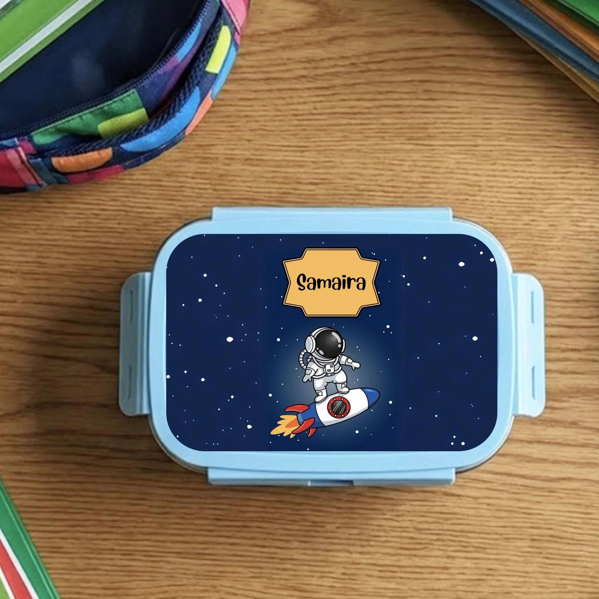 Custom Steel Snack Box & Lunch Box for Kids - Space Design - Image 3