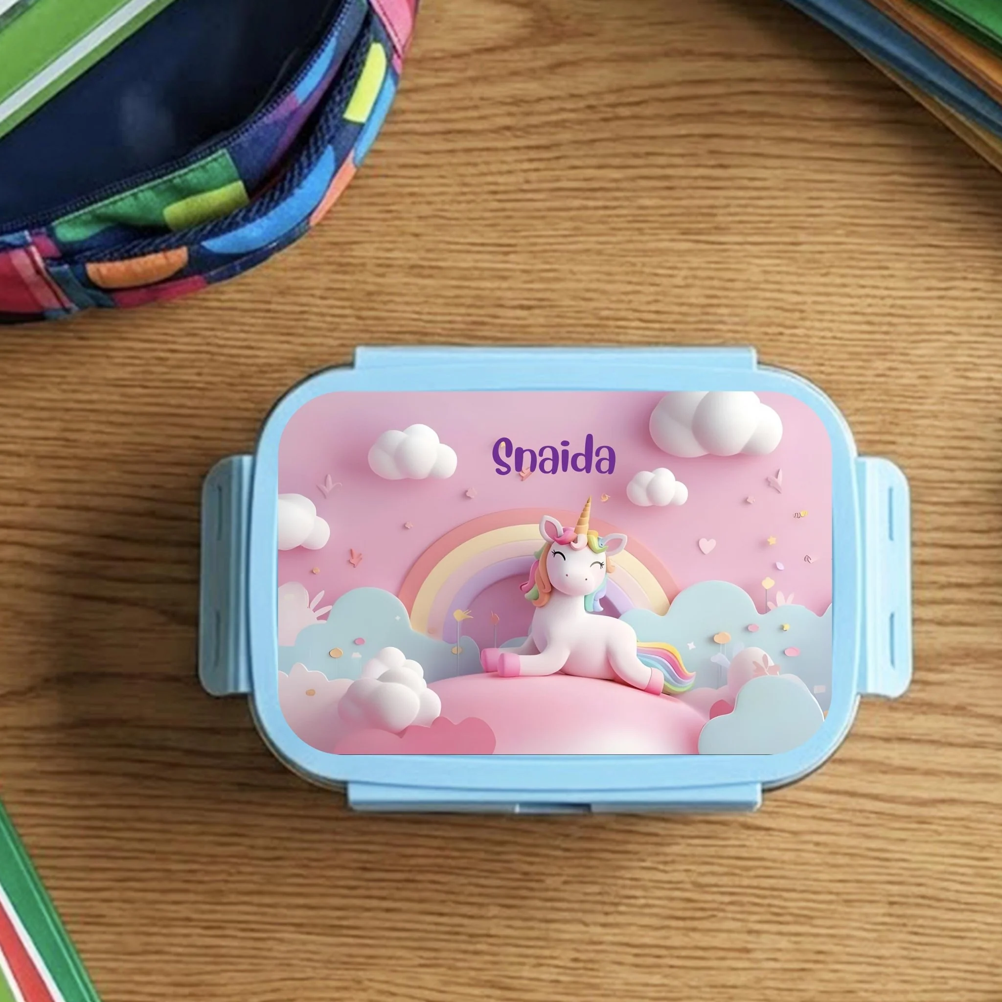 Custom Steel Snack Box & Lunch Box for Kids - Unicorn Design - Image 3