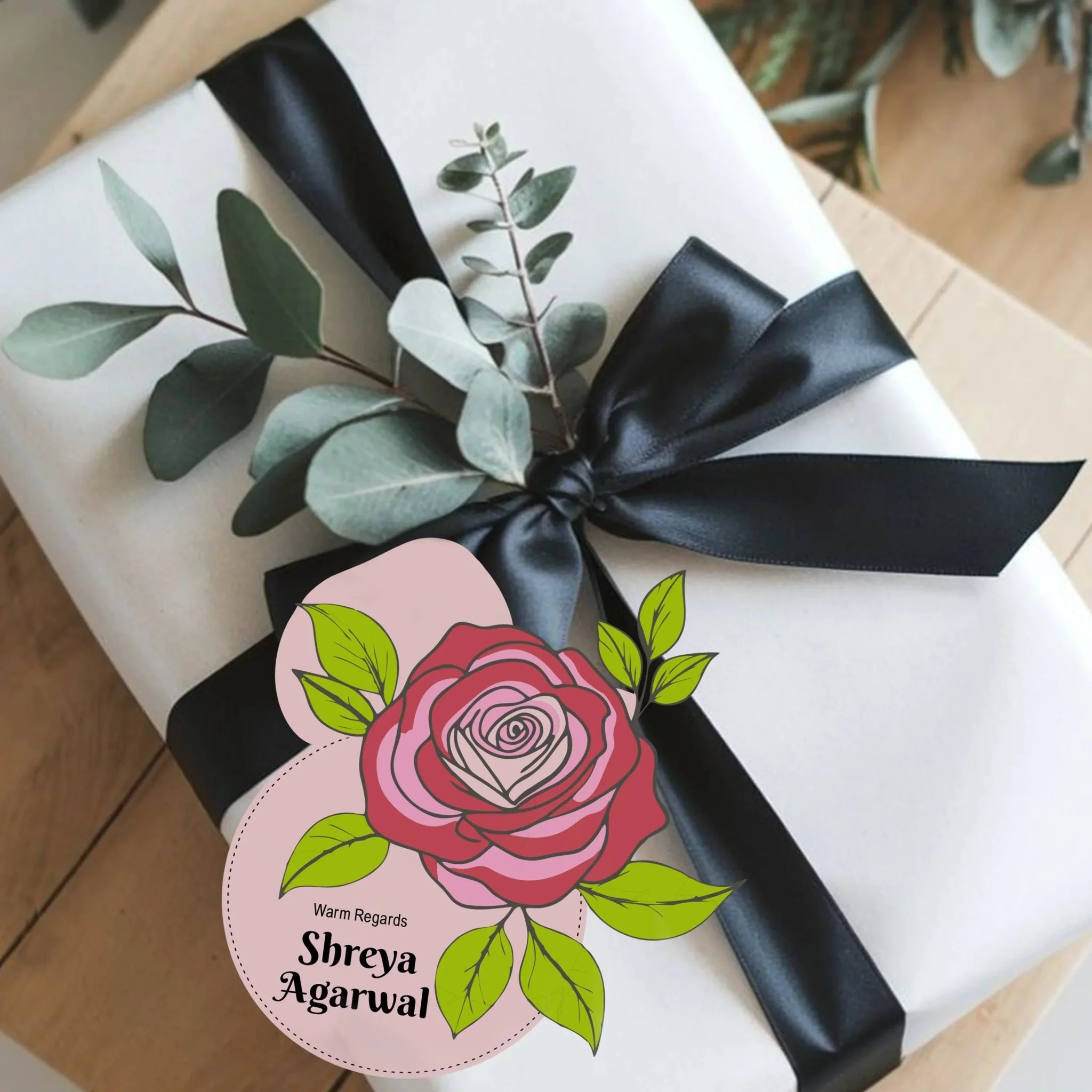 Die-Cut Gift Tags/Gift Labels - Rose Elegance Design - Image 3