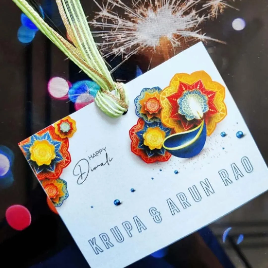 Happy Diwali Gift Tags/ Gift Stickers - Classic Radiance - Image 2