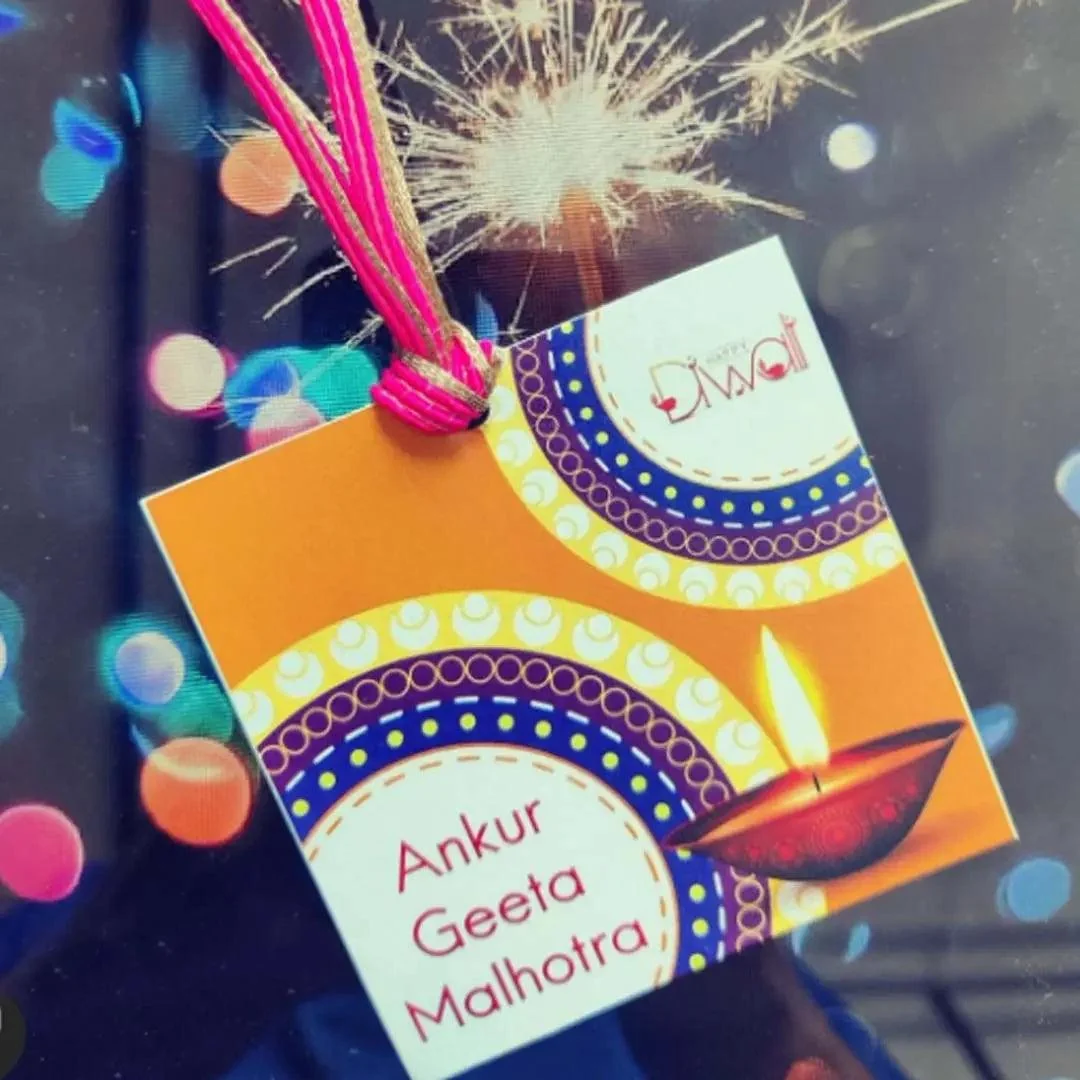 Happy Diwali Gift Tags/Gift Stickers - Ring Of Light design - Image 2