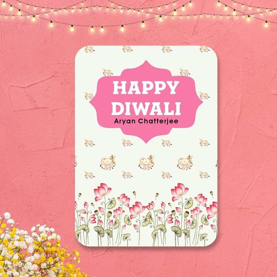 Happy Diwali Gift Tags/Gift Labels -Die-Cut Shape - Pichwai Grace Design - Image 2