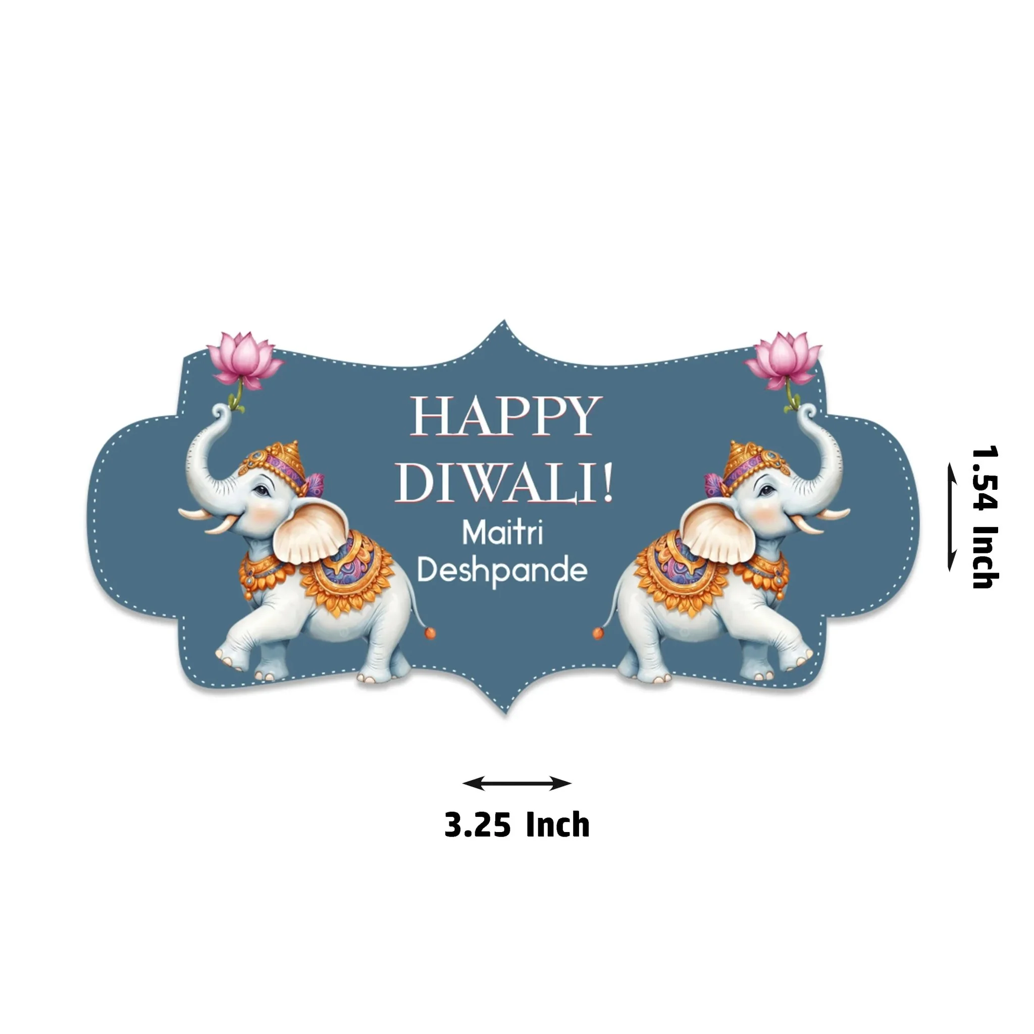 Happy Diwali Gift Tags/Gift Labels -Die-Cut Shape - Sacred Lotus Duo Design