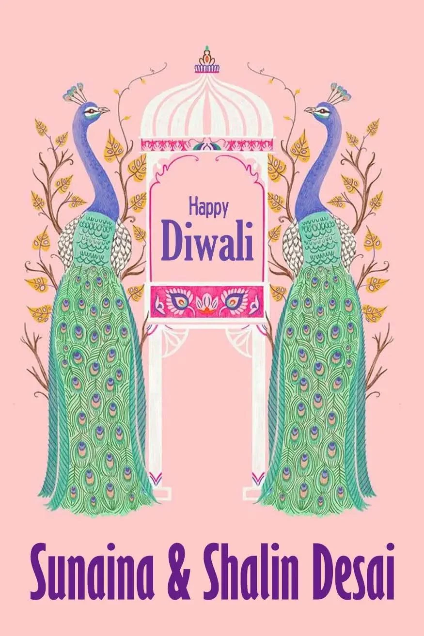 Happy Diwali Gift Tags/Gift Stickers - Peacock Charisma