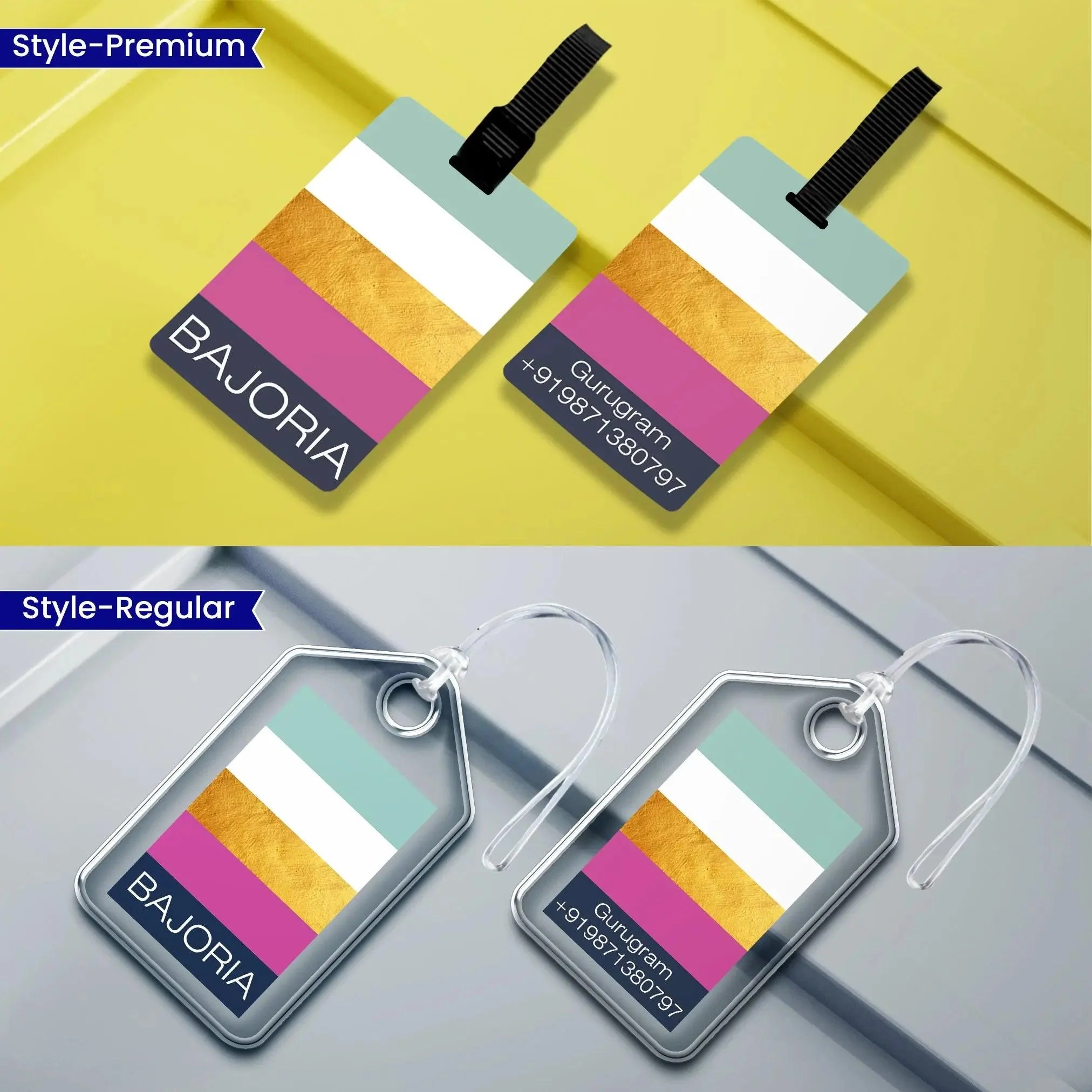 Personalized Luggage Tags - Stripes Design