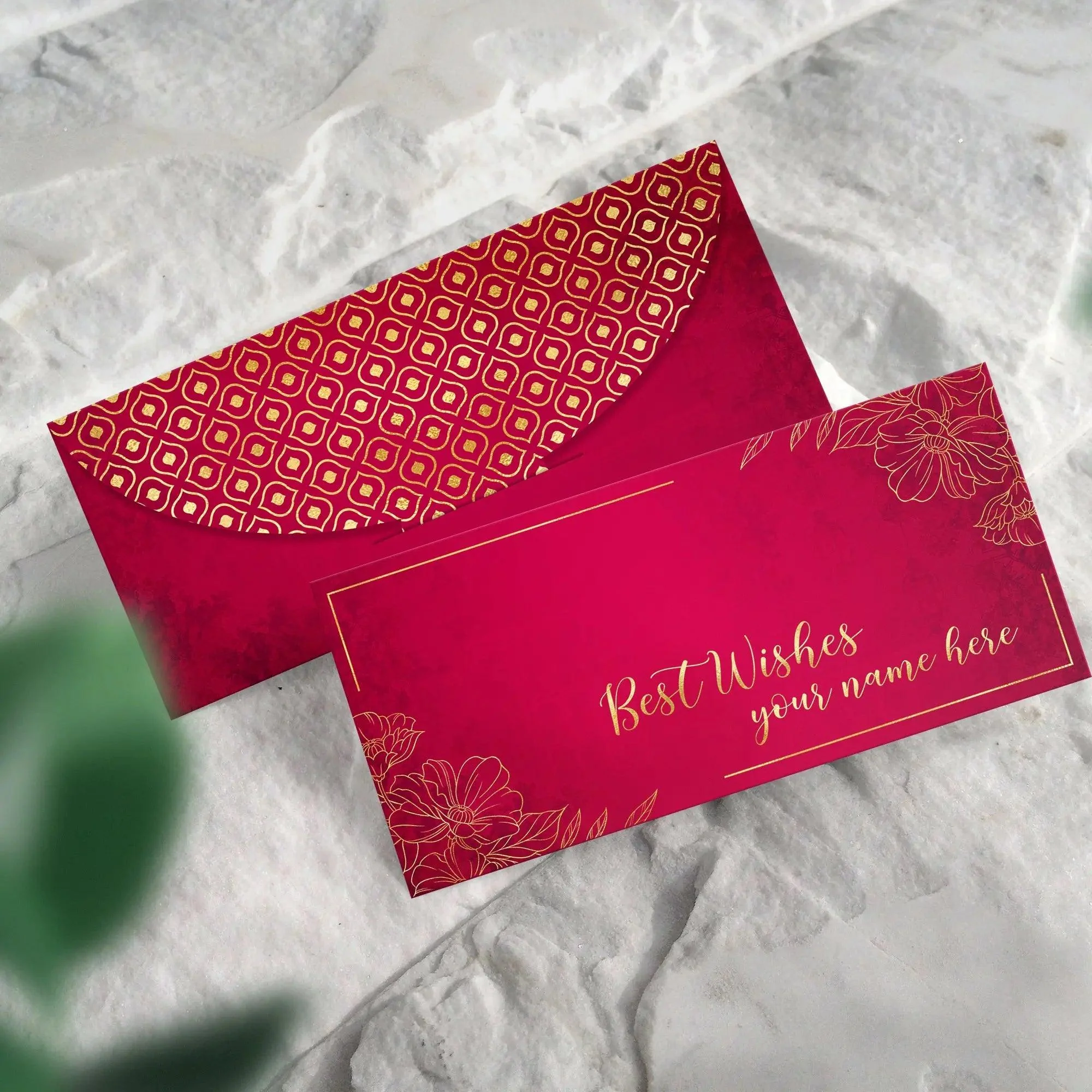 Luxe Gold Foil Money Envelopes - Royal Crimson - Image 2