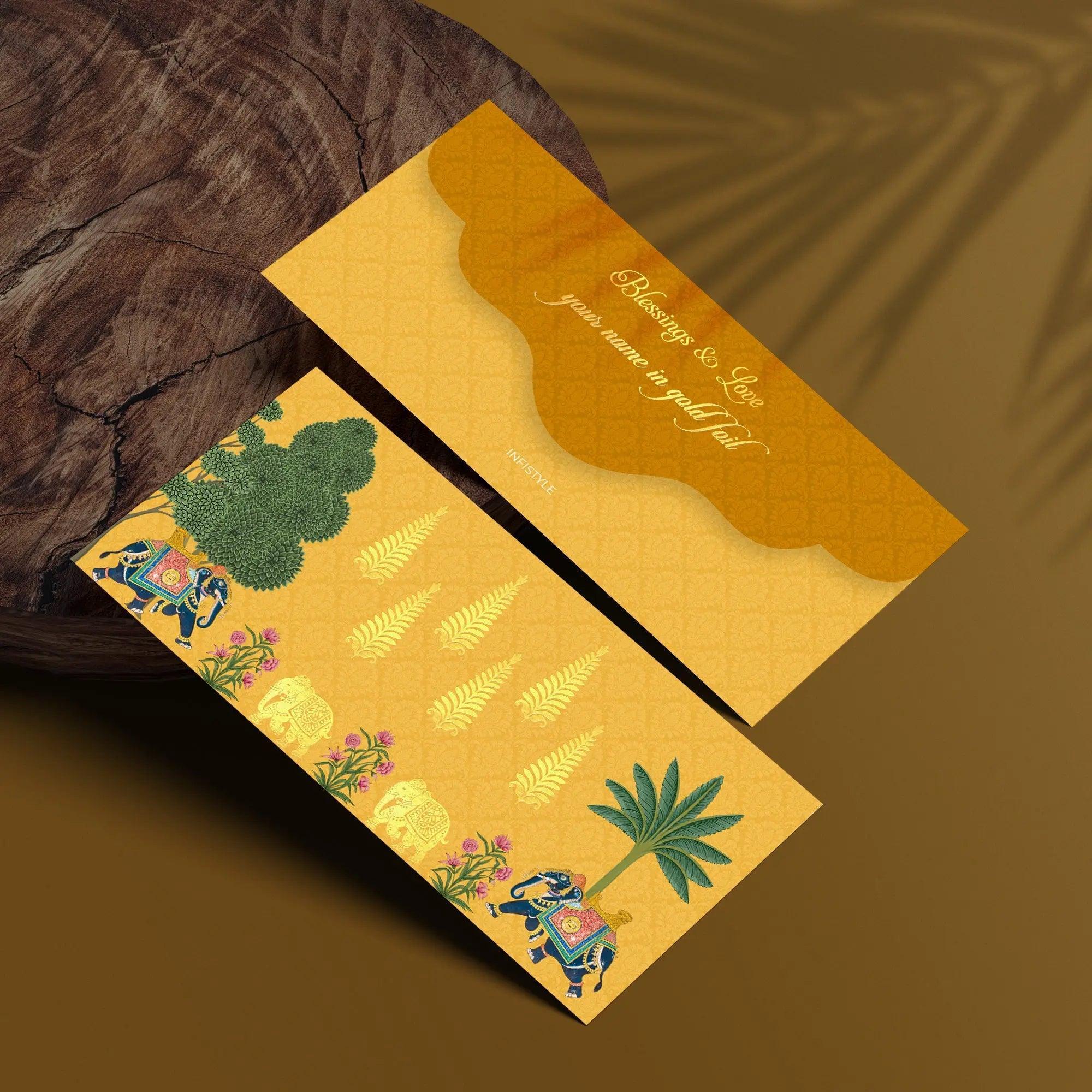 Luxe Gold Foil Money Envelopes -Royal Elephant Yellow - Image 3