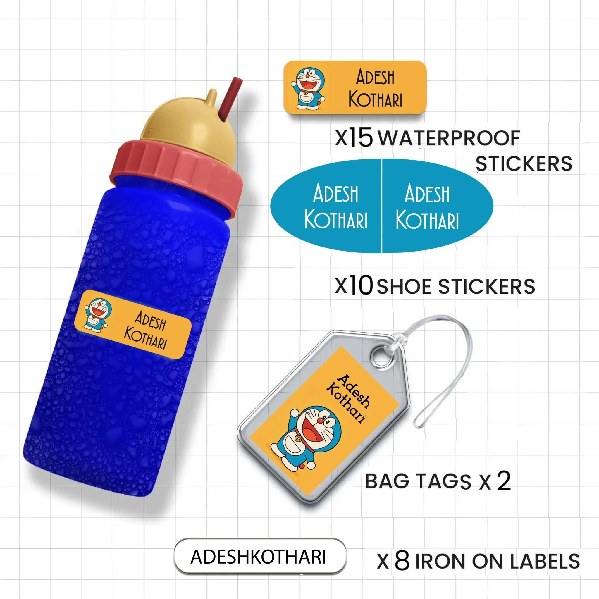 Mini Combo Labels Pack - Set of 18 - CARTOON CHARACTERS - Image 5