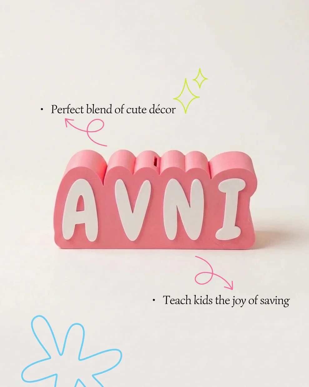 Personalised 3D Printed Piggy Bank with Name - Image 3