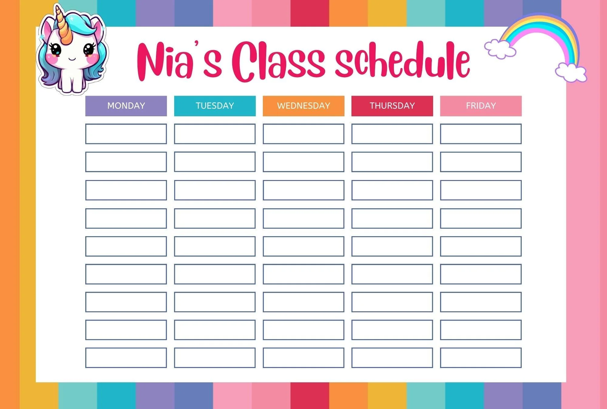 Erasable Personalised Time Table - Image 7