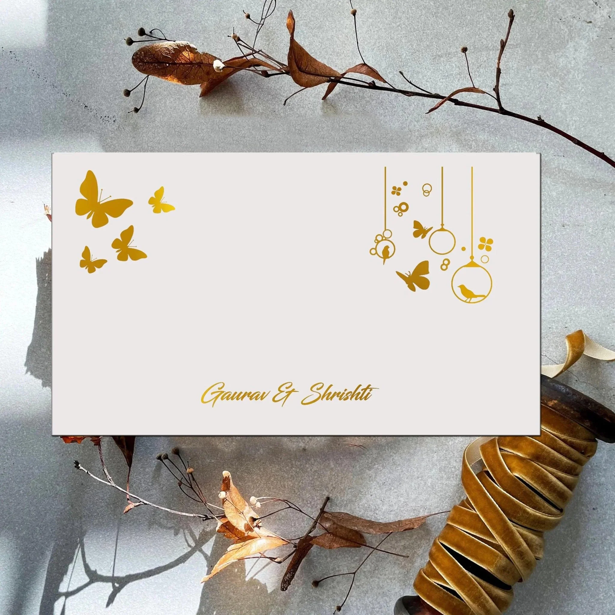 Personalised Gold Foil Note Cards - Butterflies - Set of 20
