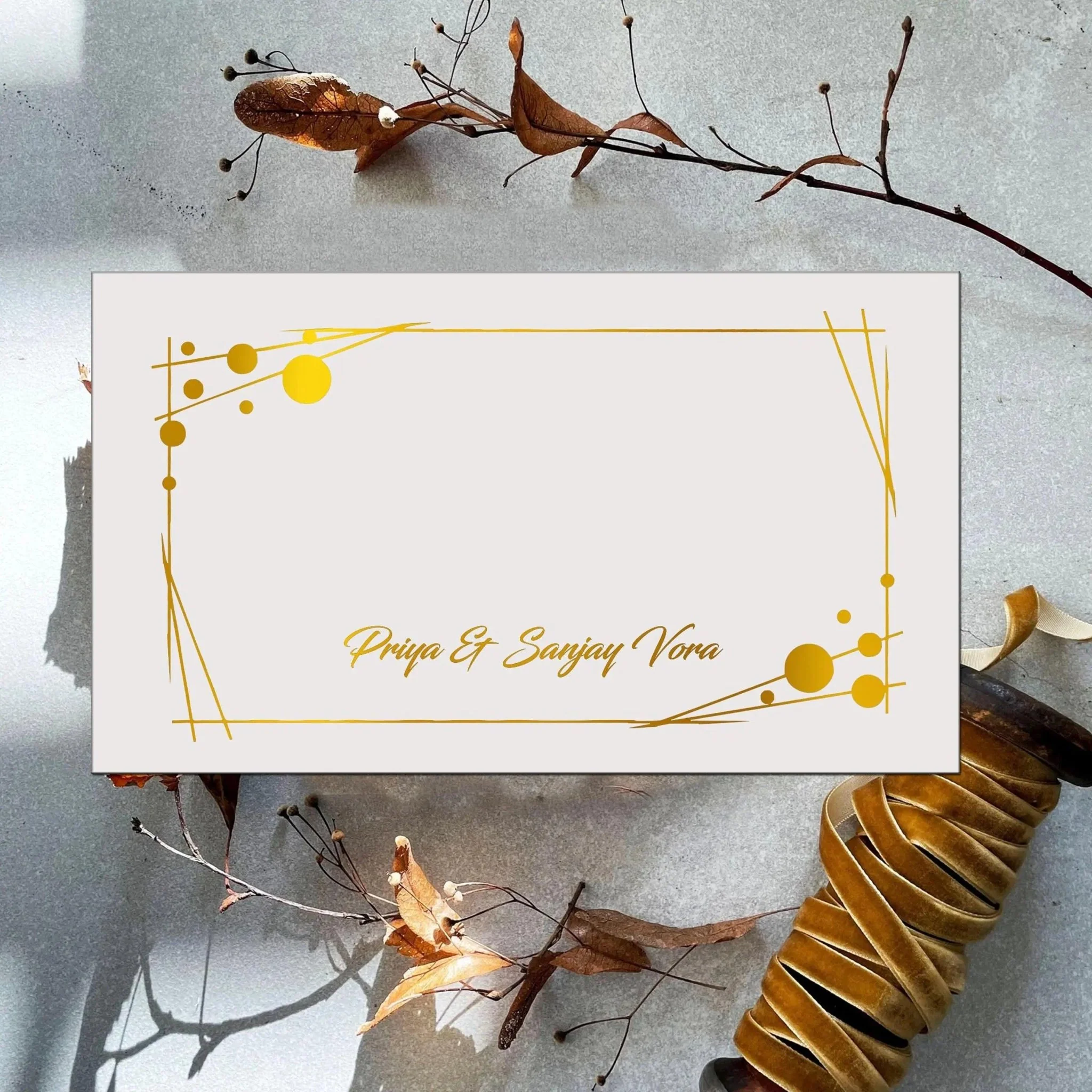 Personalised Gold Foil Note Cards - Lines and Dots - Set of 20