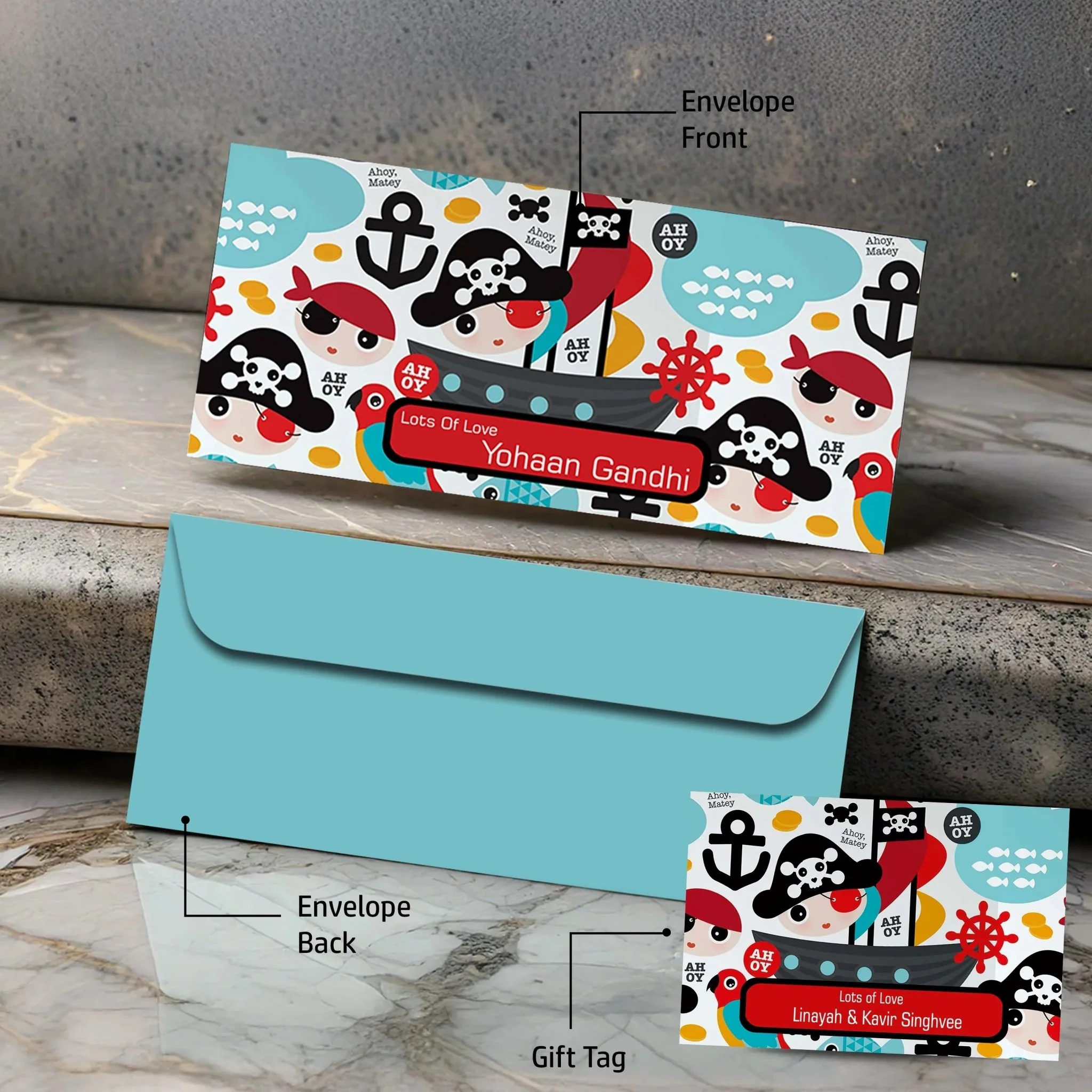 Personalised Money Envelopes - Ahoy Theme - Set of 20 - Image 3