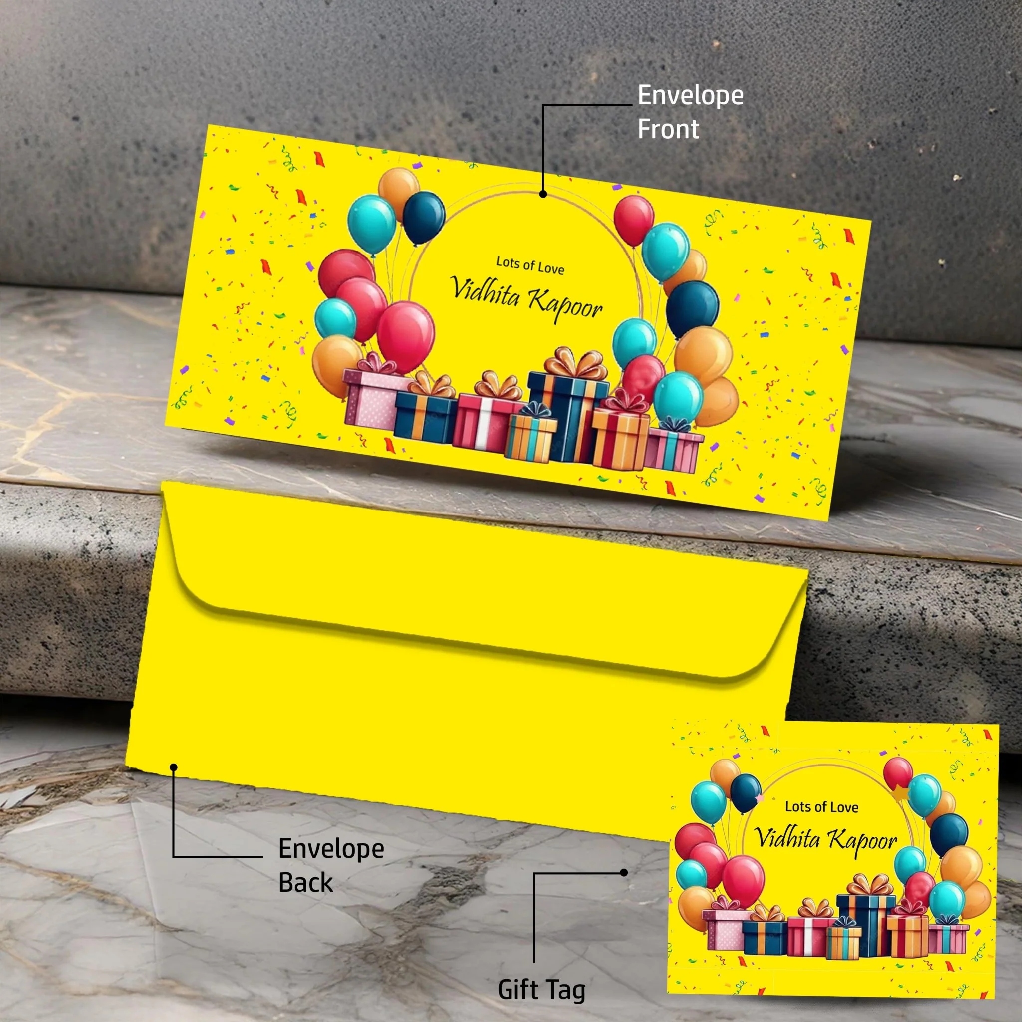Personalised Money Envelopes - Balloons & Birthday Wishes Style Envelope Theme - Set of 20