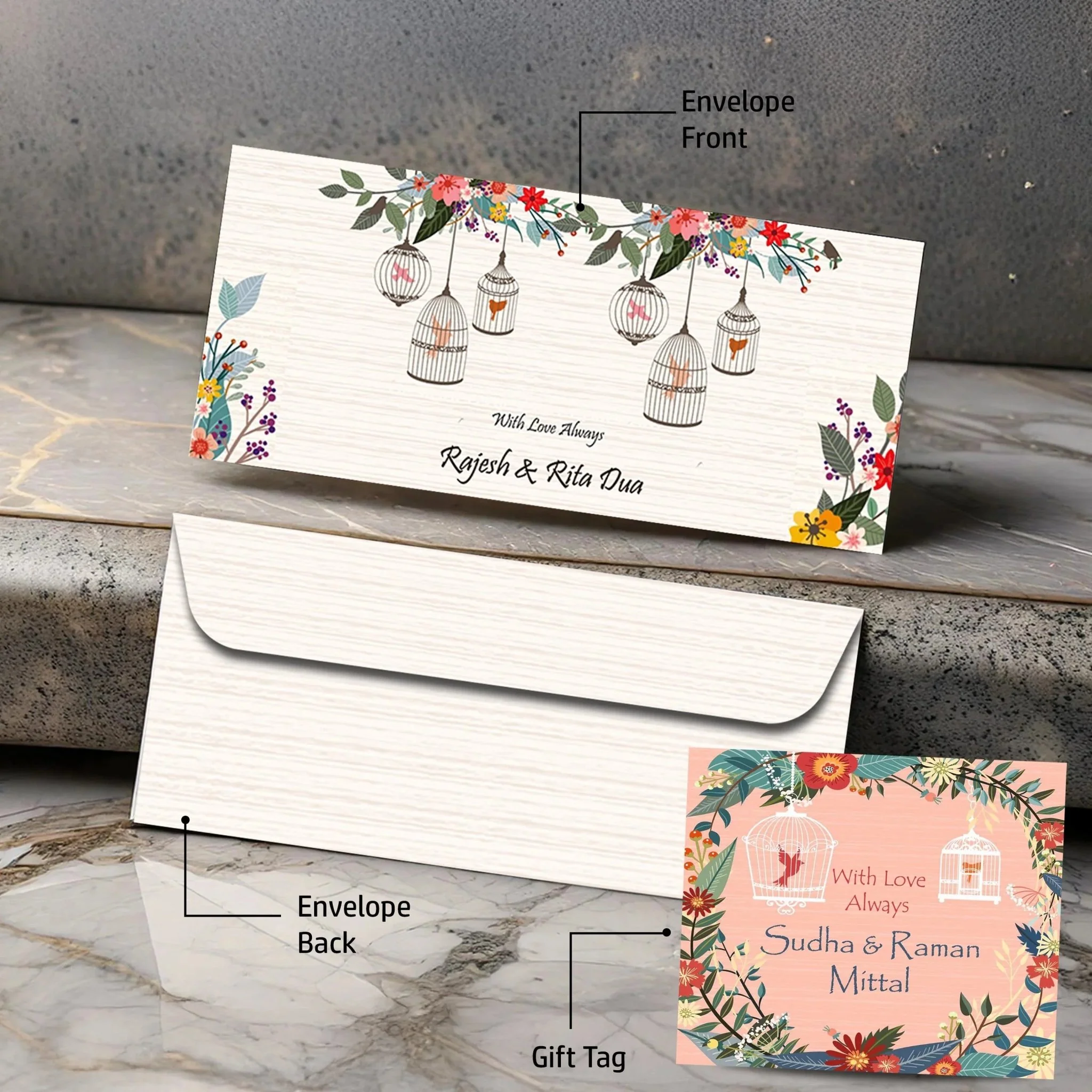 Personalised Money Envelopes - Bird Cages Theme - Image 5