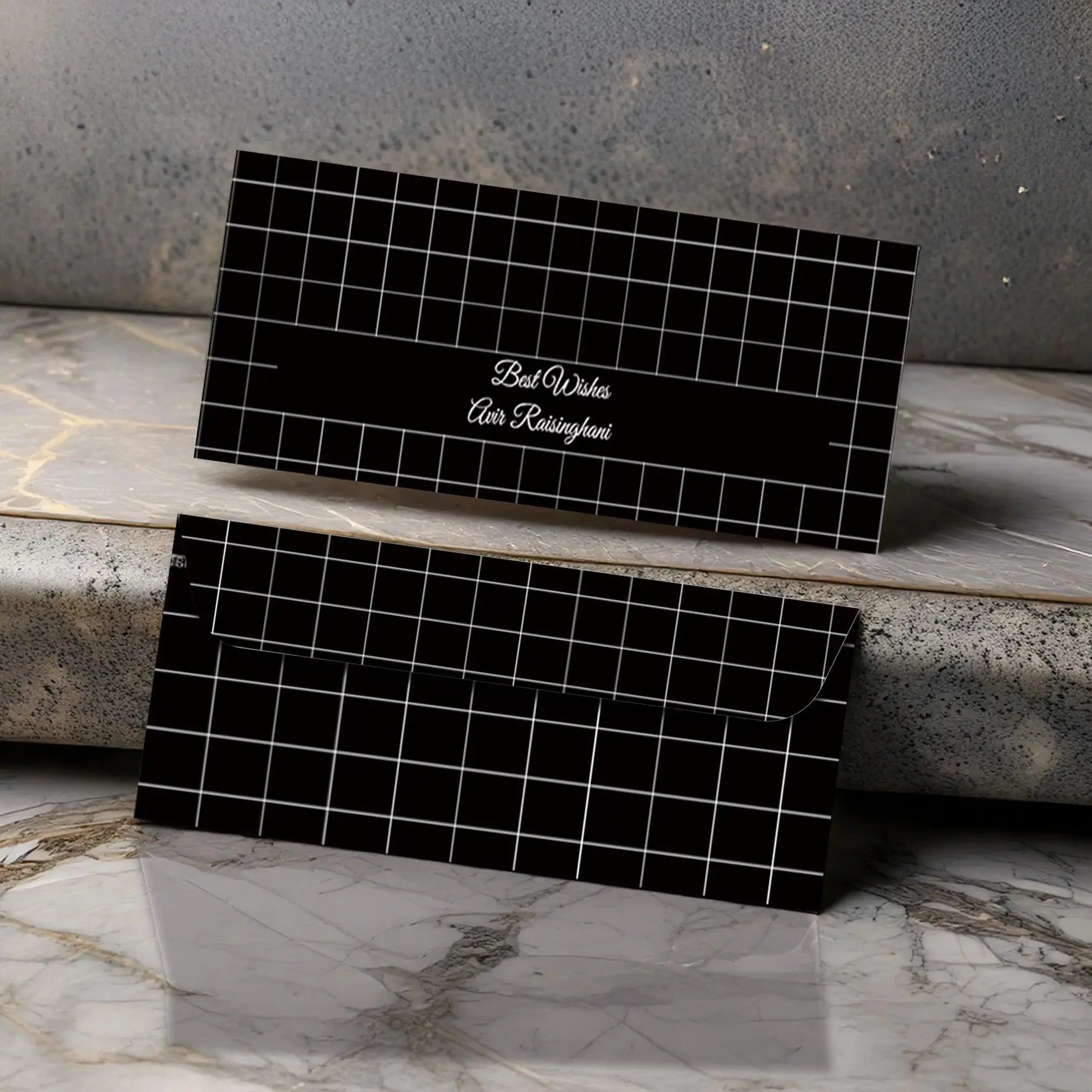 Personalised Money Envelopes - Black Chequered Theme - Set of 20