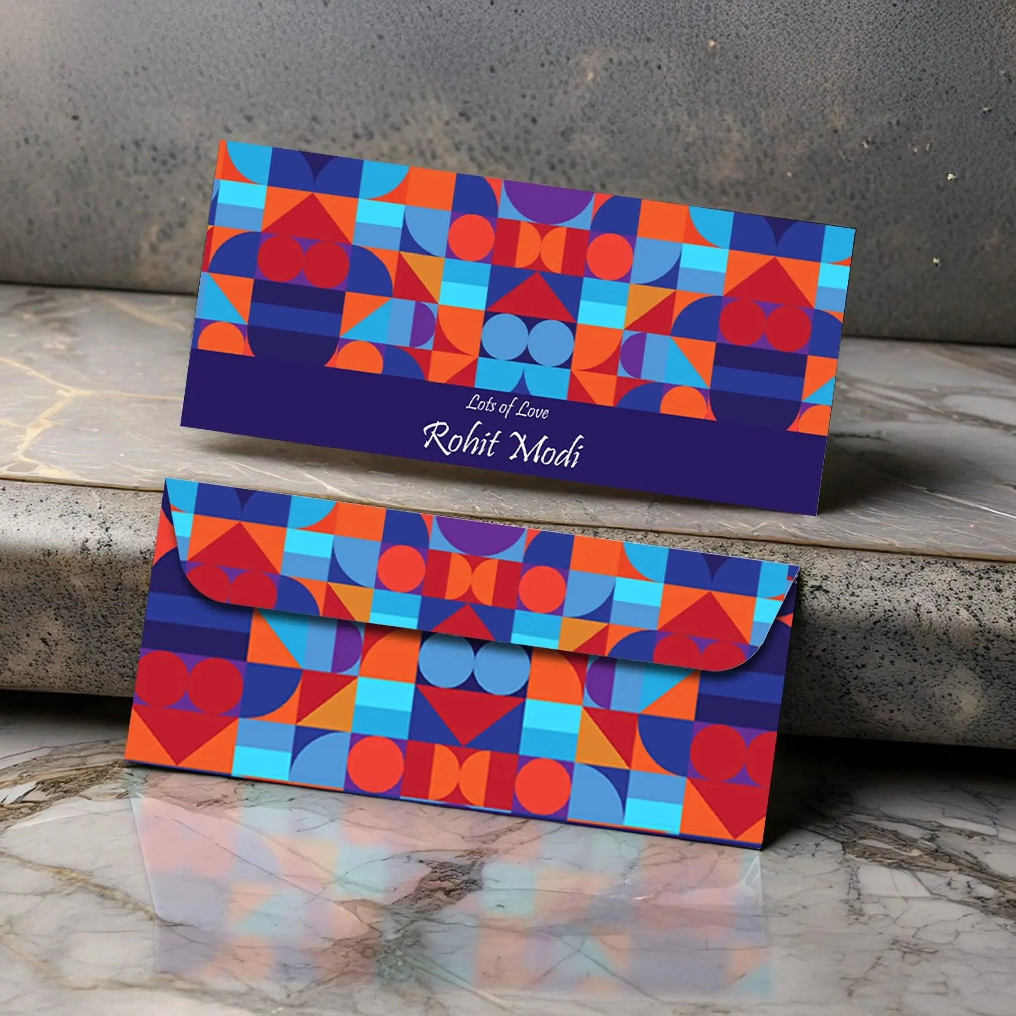 Personalised Money Envelopes - Blue Abstract Theme