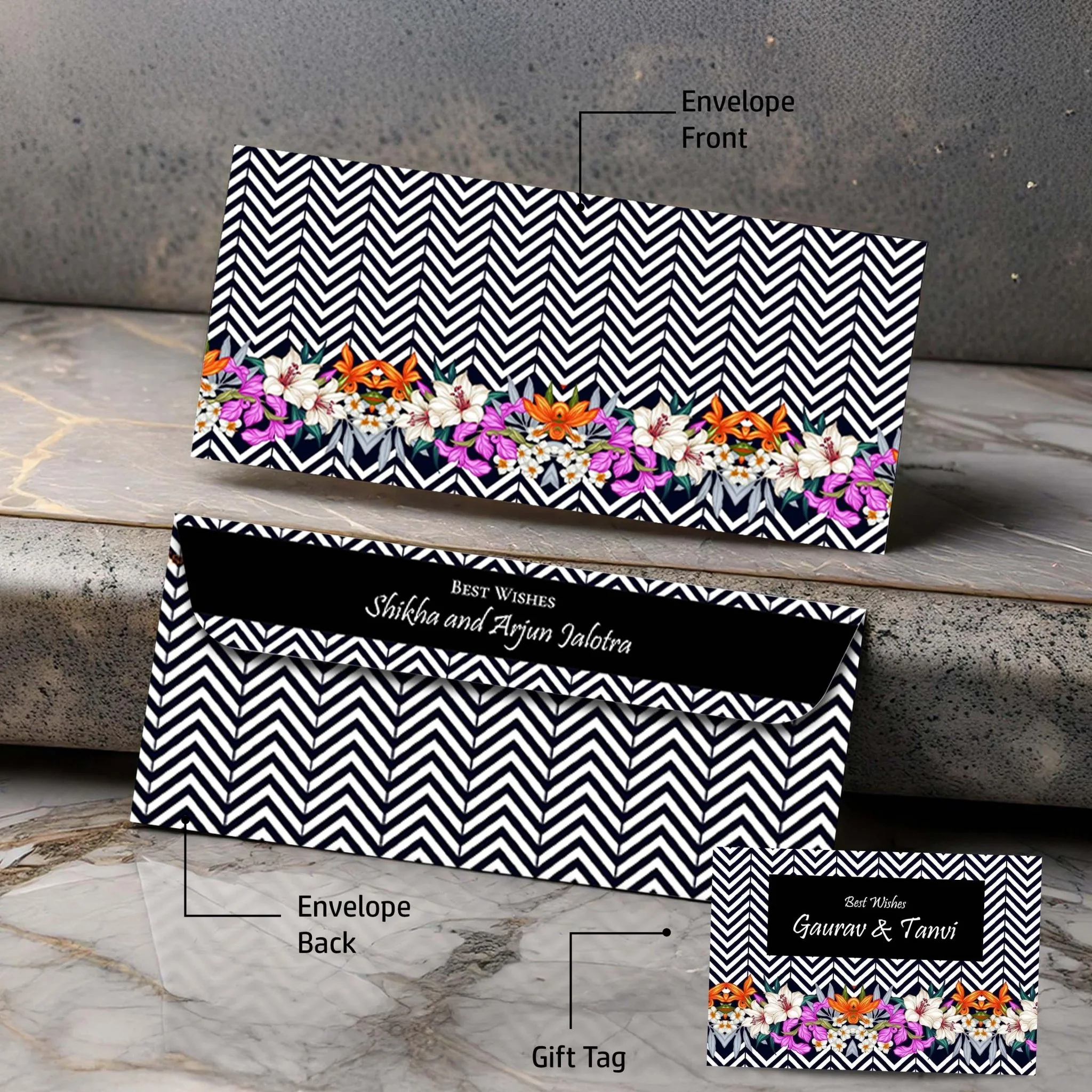 Personalised Money Envelopes - Chevron Orchids - Image 5
