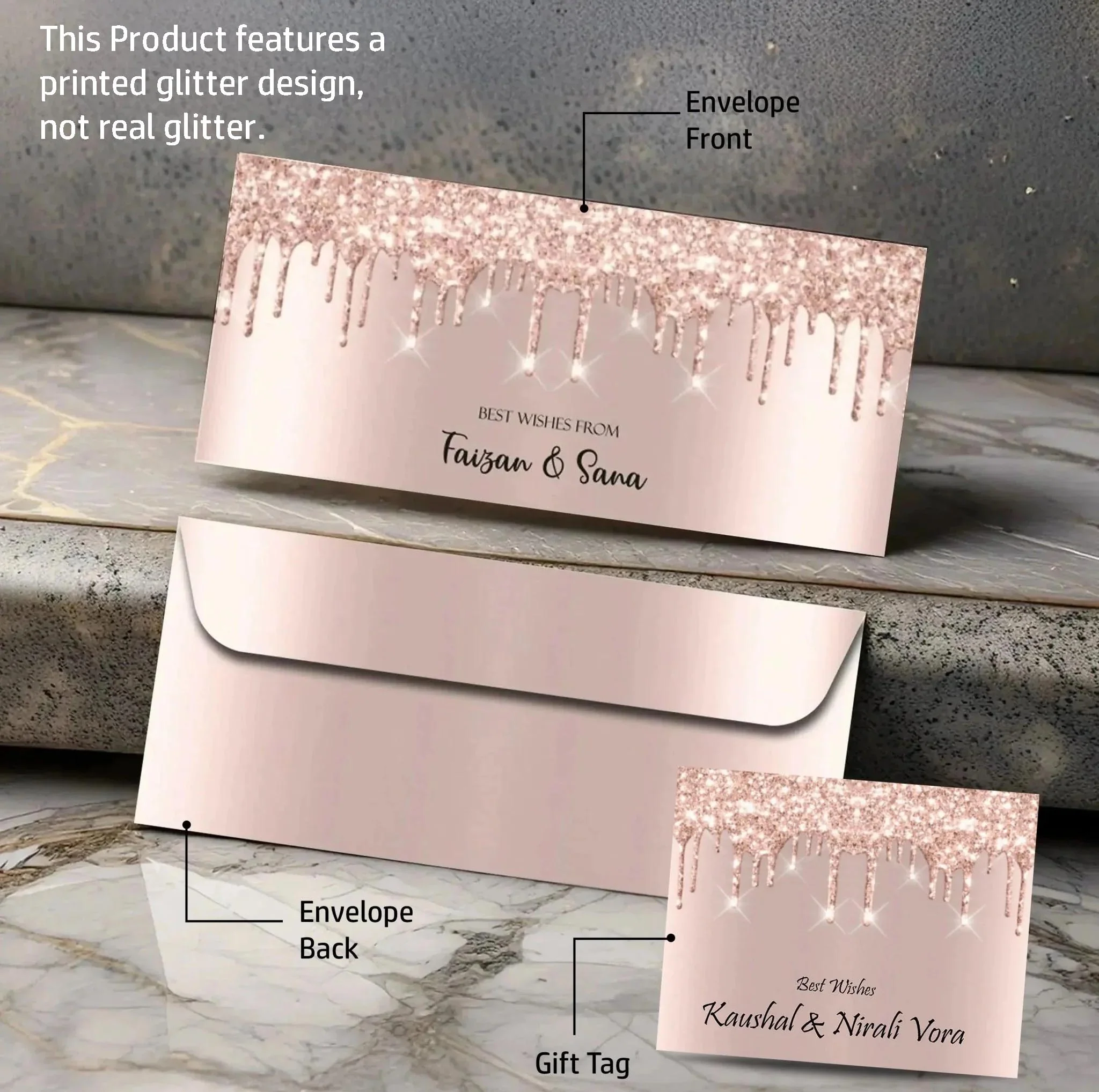 Personalised Money Envelopes - Glitter Design - Image 3