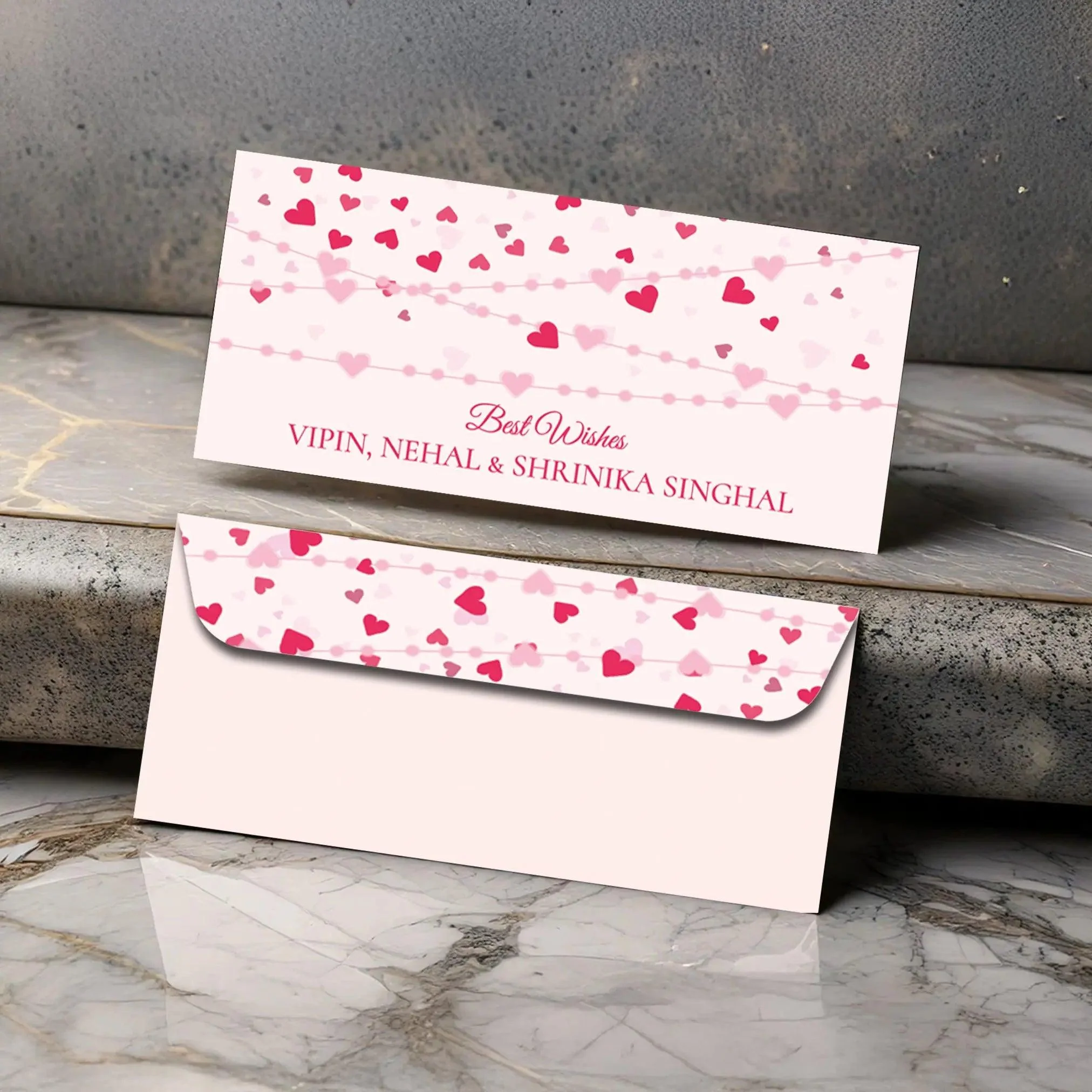 Personalised Money Envelopes - Hearts Theme - Set of 20