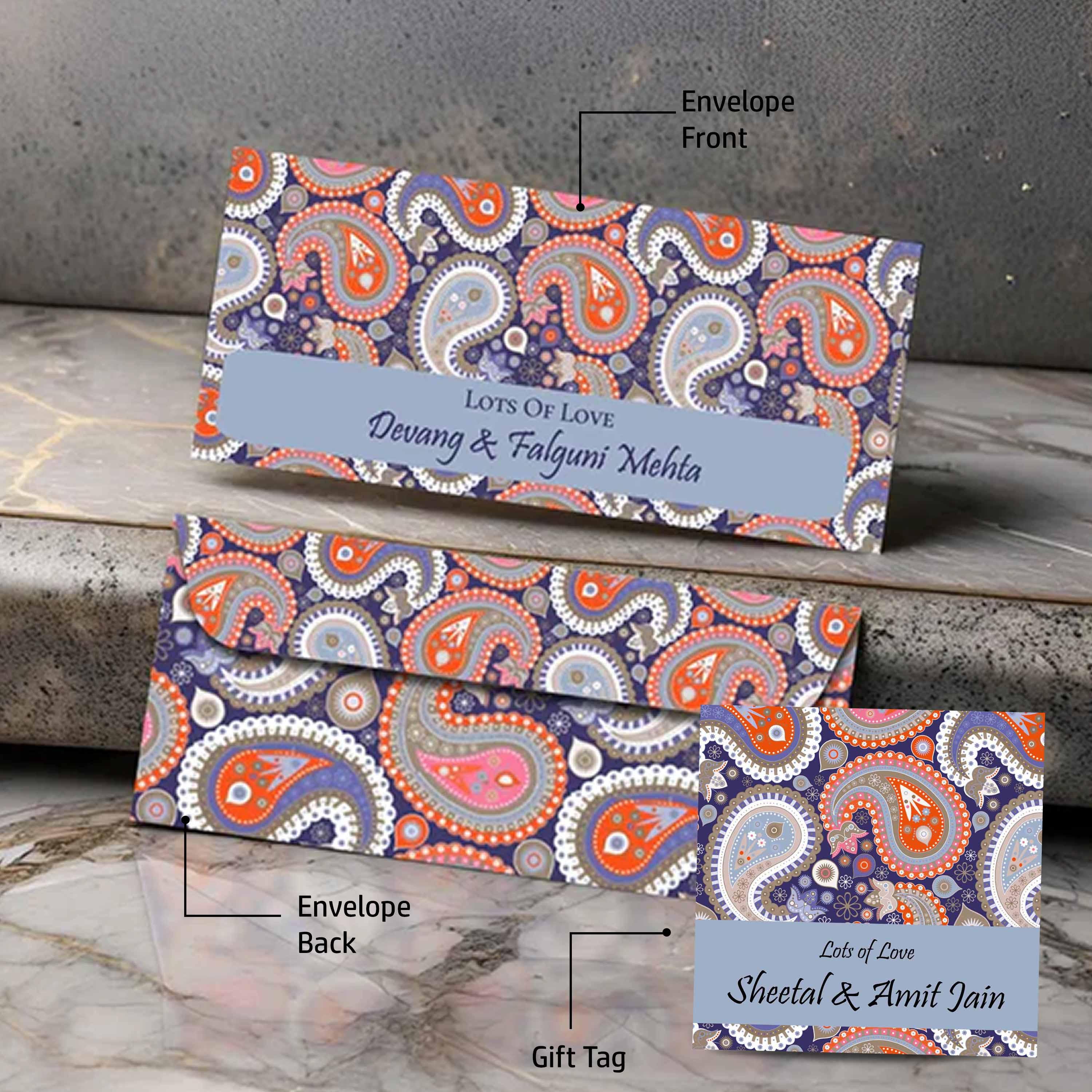 Personalised Money Envelopes - Paisley Theme - Image 3