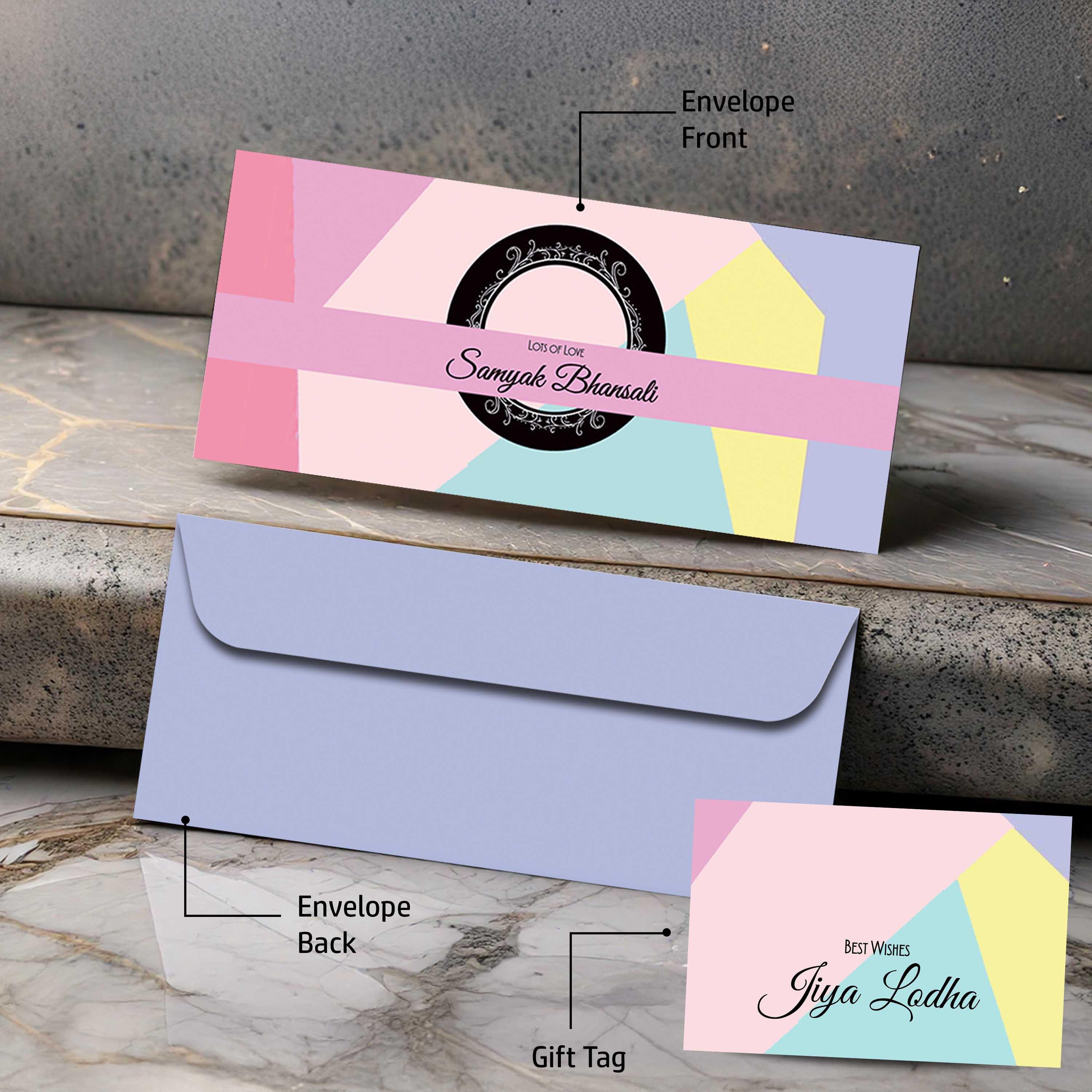 Personalised Money Envelopes - Pastel Geometric Theme - Set of 20 - Image 3