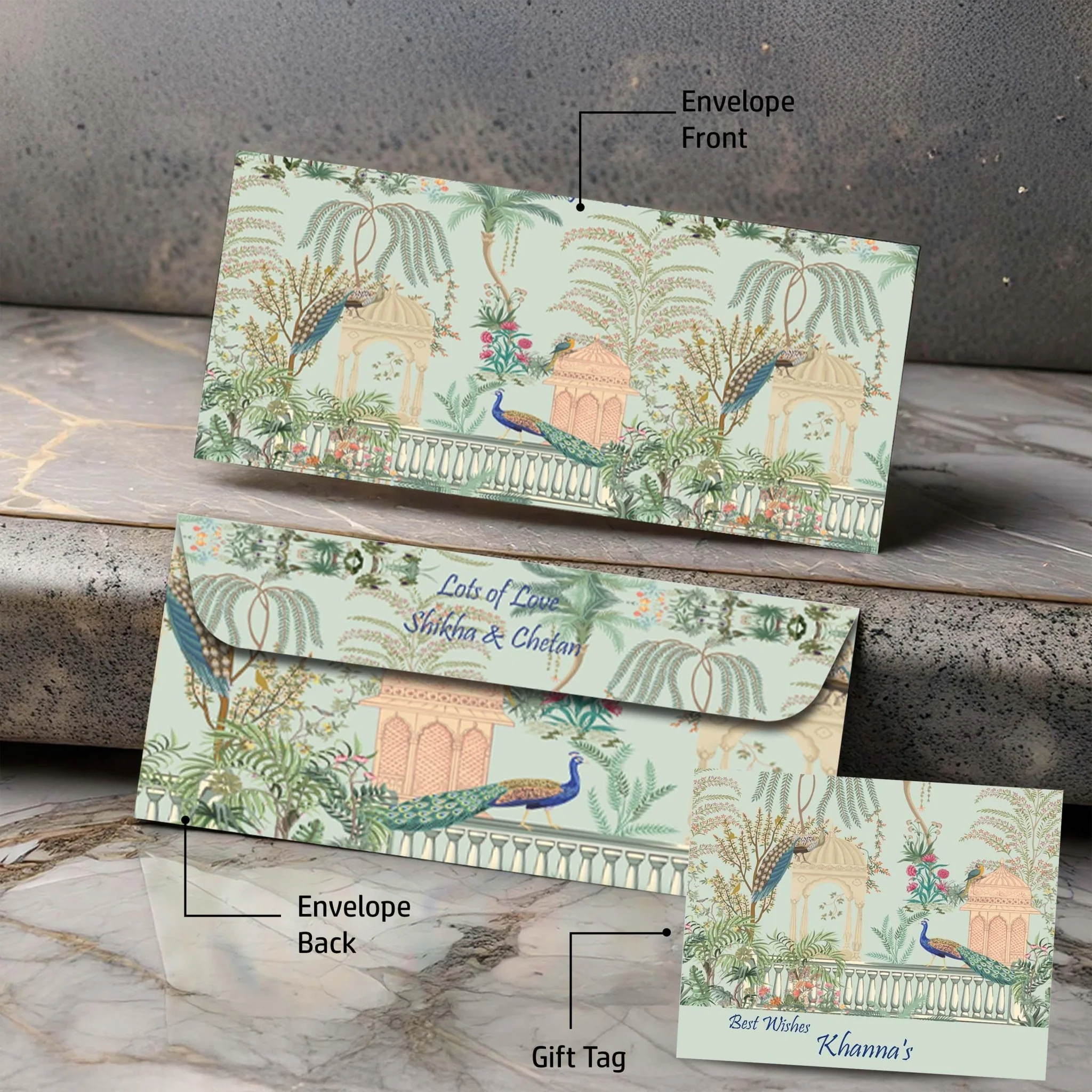 Personalised Money Envelopes - Peacock Garden Theme - Image 4