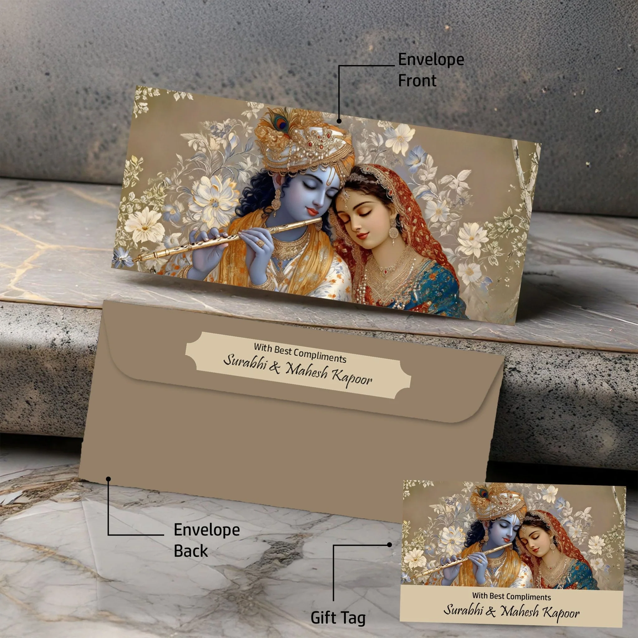 Personalised Money Envelopes - Vrindavan Elegance Design