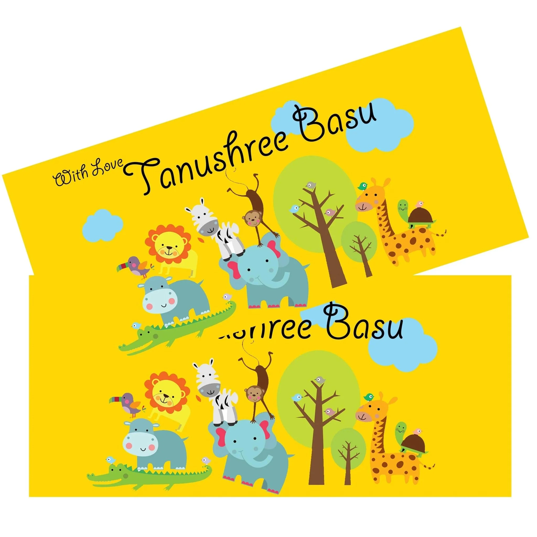 Personalised Money Envelopes - Yellow Jungle Theme - Set of 20 - Image 2