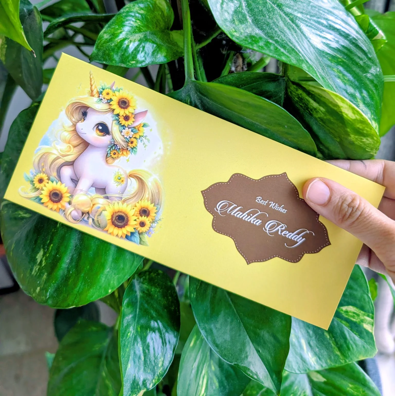 Personalised Money Envelopes - Yellow Unicorn Theme - Set of 20 - Image 2