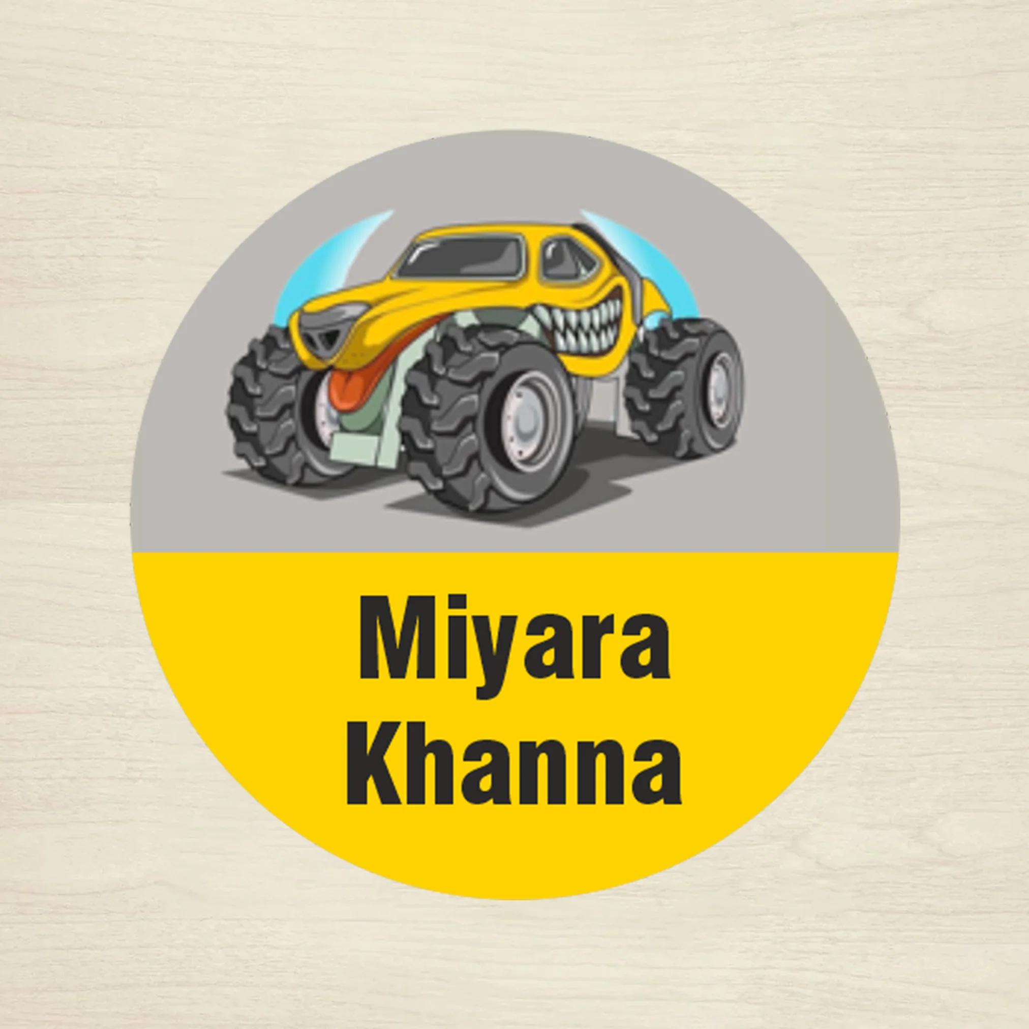 Personalised Waterproof Round Labels & Stickers for Kids - CARS & WHEELS - Image 10