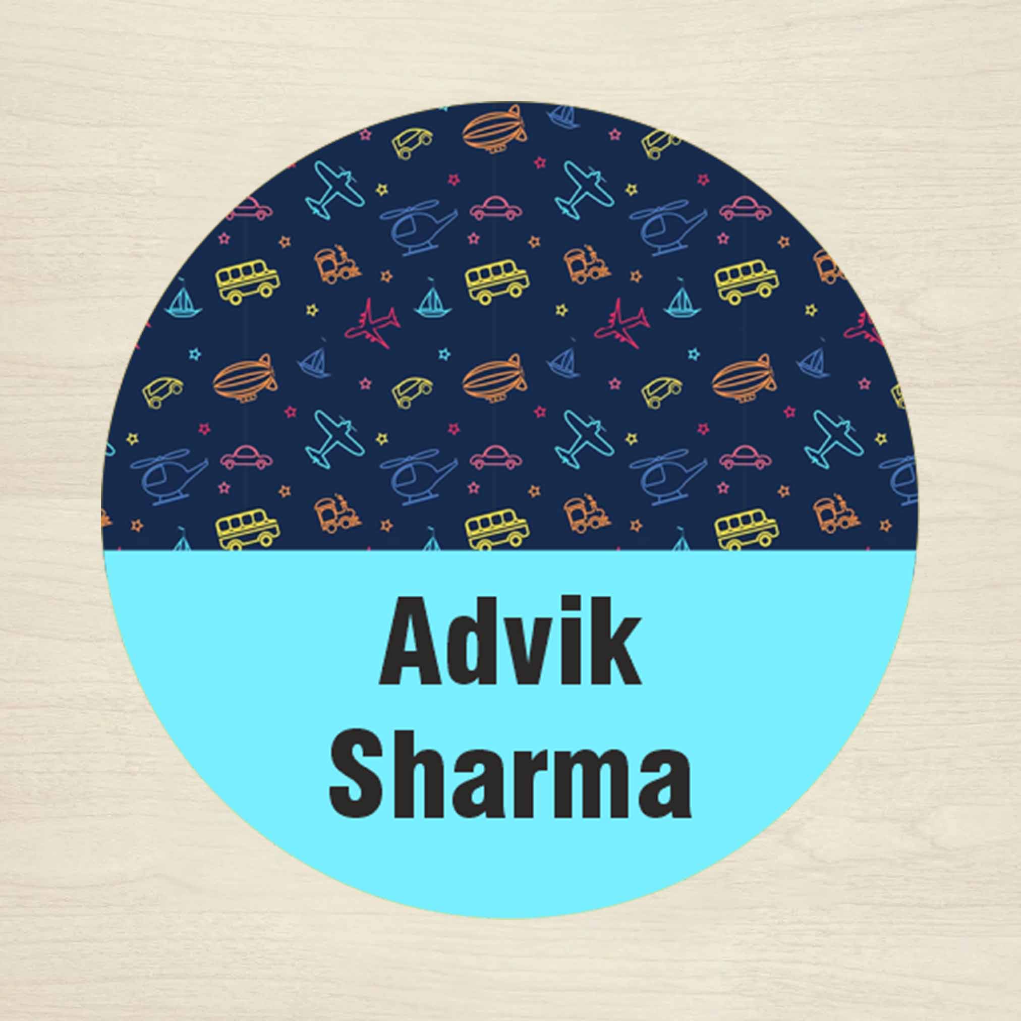 Personalised Waterproof Round Labels & Stickers for Kids - CARS & WHEELS - Image 4