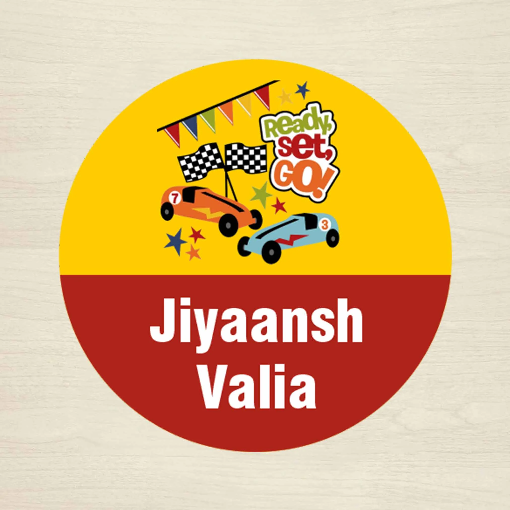 Personalised Waterproof Round Labels & Stickers for Kids - CARS & WHEELS - Image 5