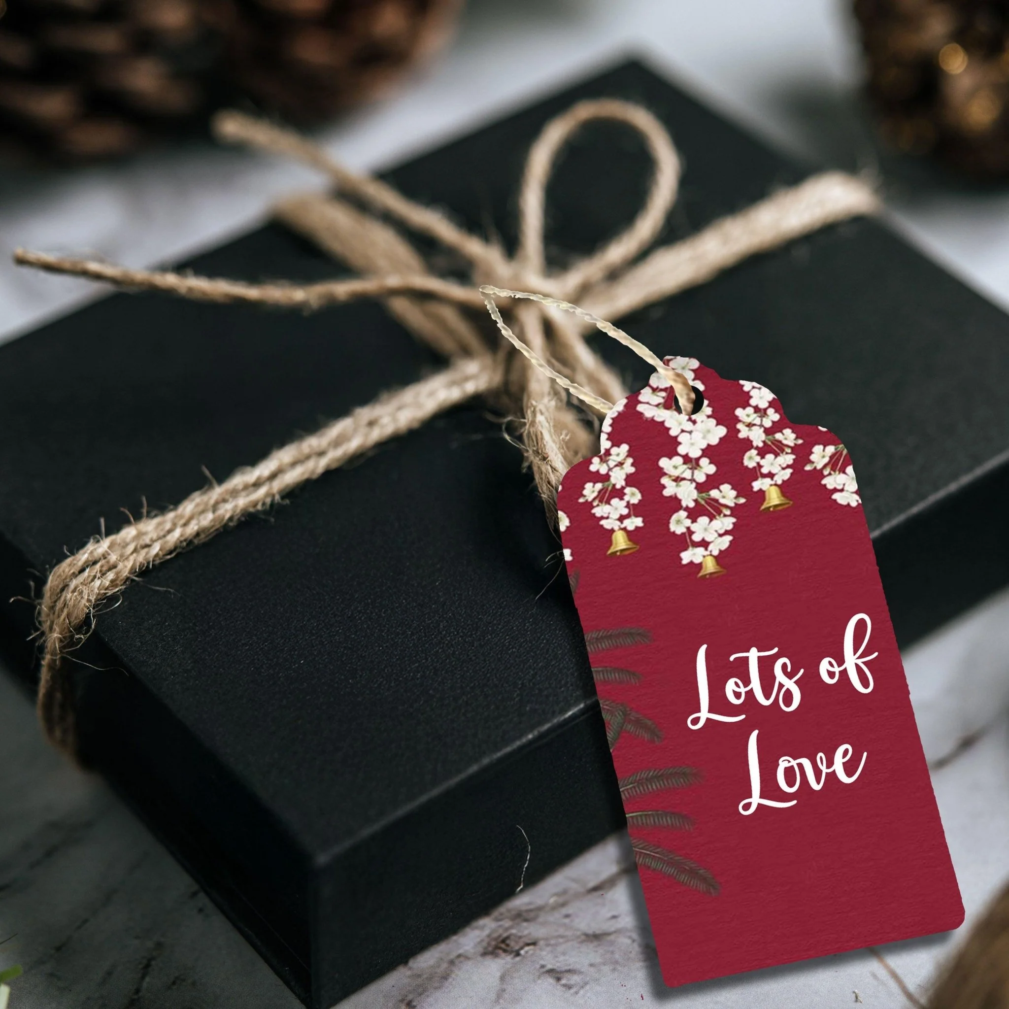 Premium Personalised Gift Tags - Rouge Temple Bells - Set of 15